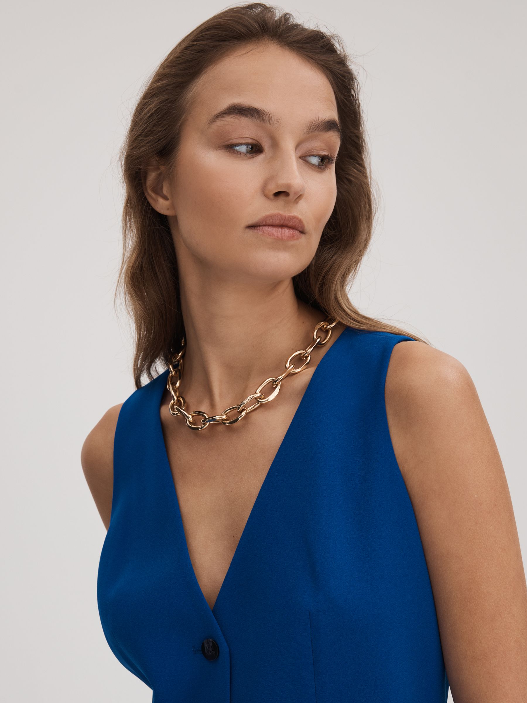 Florere Single Breasted Waistcoat in Bright Blue - Image 4 of 6