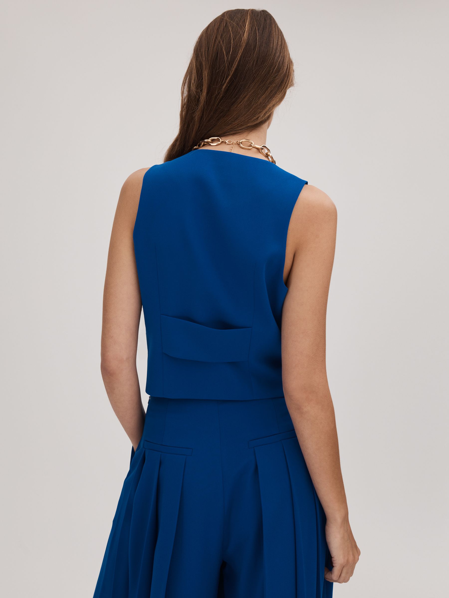 Florere Single Breasted Waistcoat in Bright Blue - Image 5 of 6