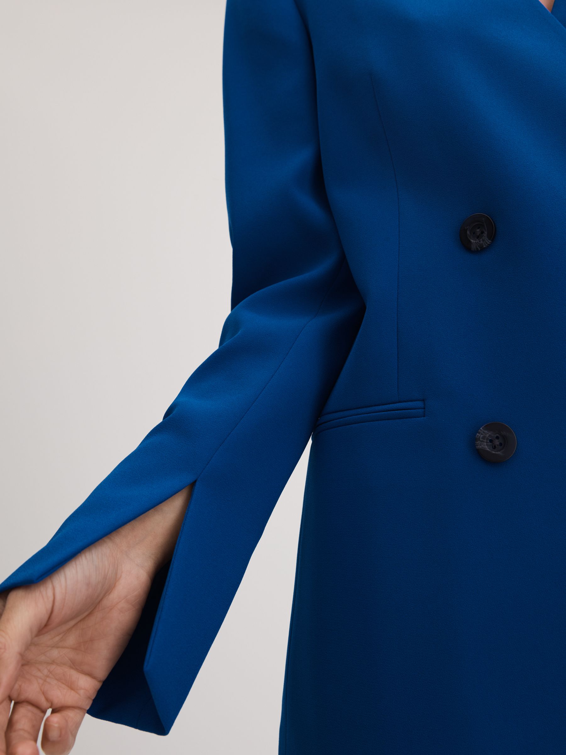 Florere Collarless Double Breasted Blazer in Bright Blue - Image 4 of 7