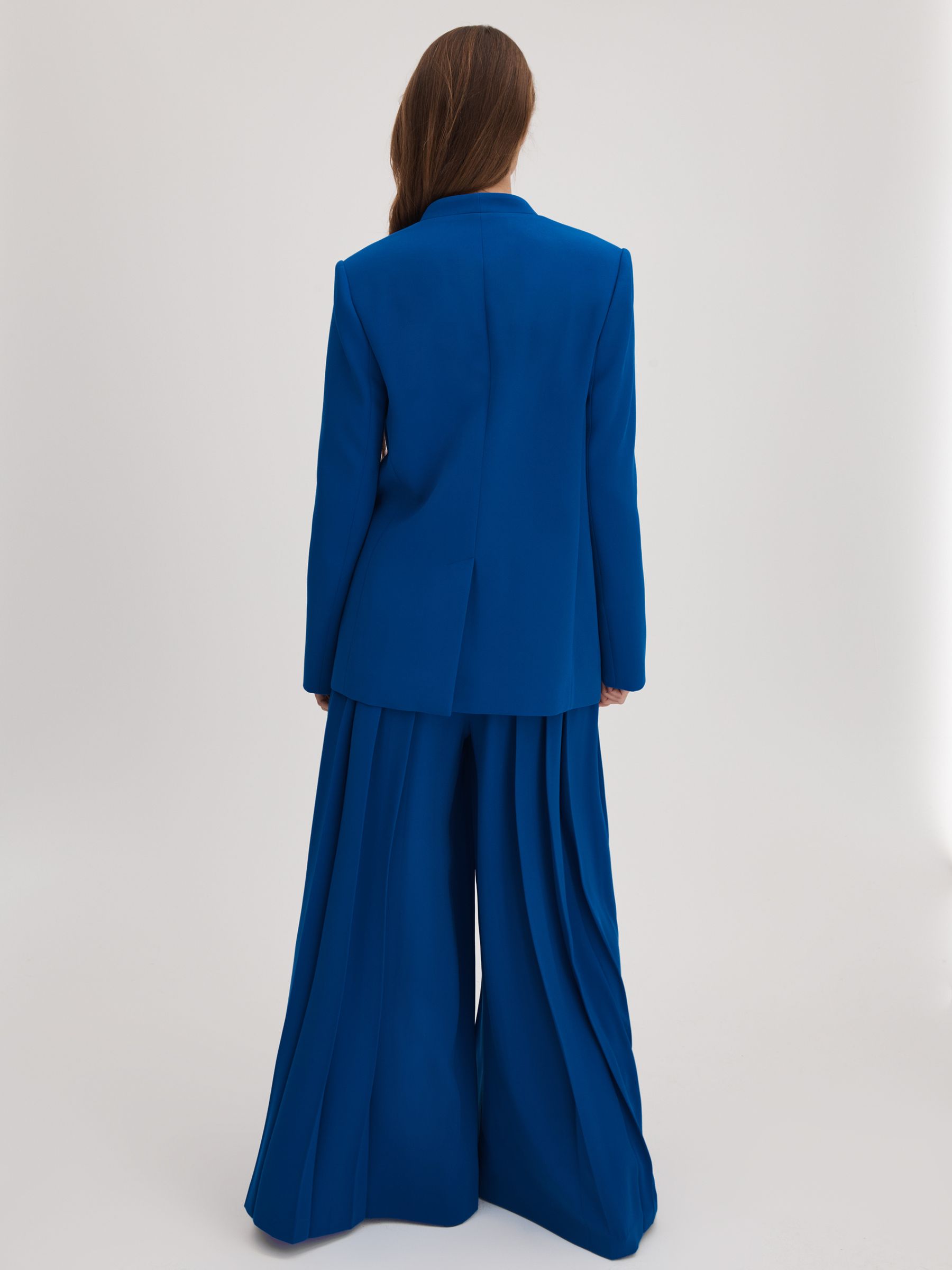 Florere Collarless Double Breasted Blazer in Bright Blue - Image 5 of 7