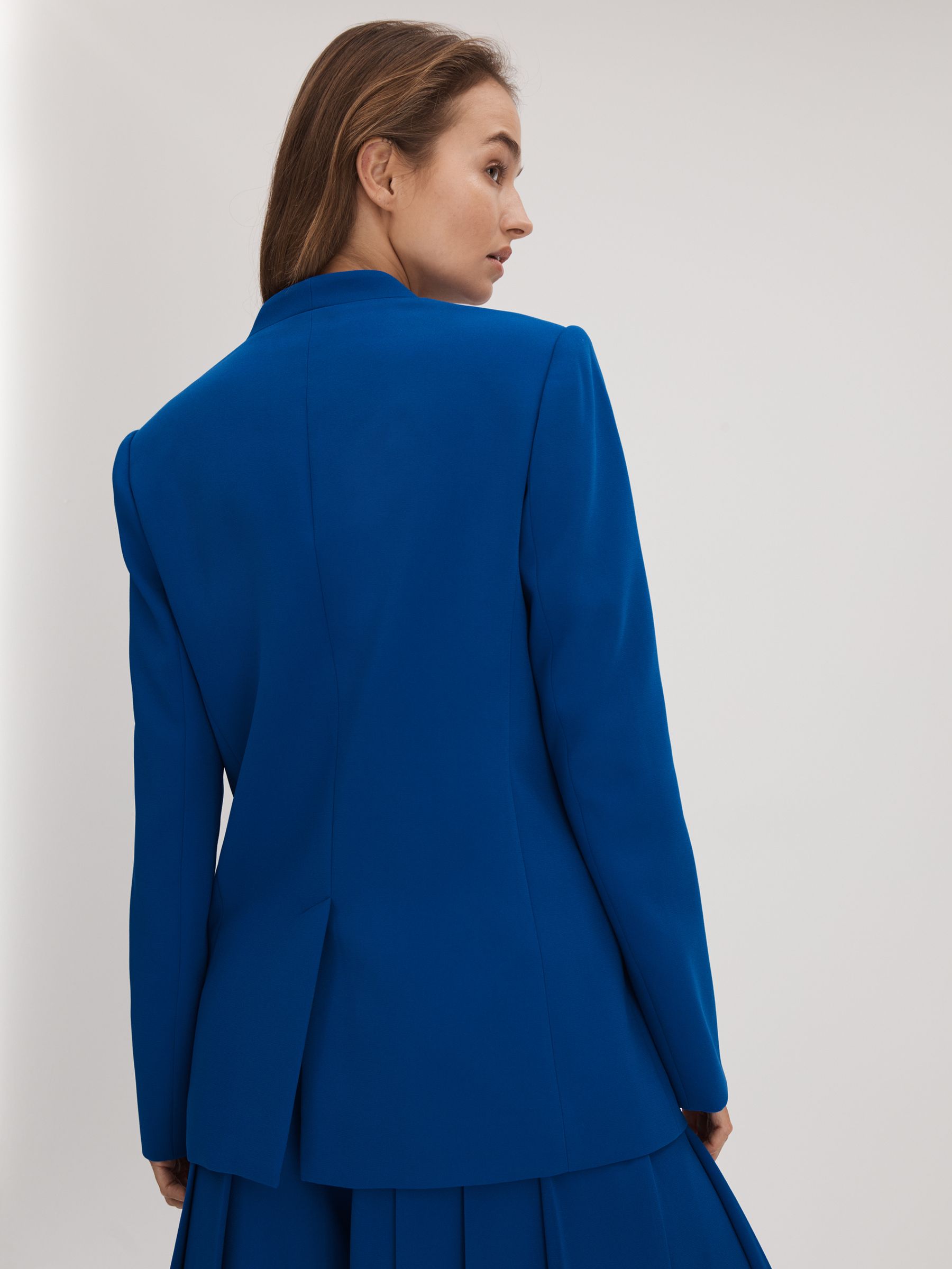 Florere Collarless Double Breasted Blazer in Bright Blue - Image 6 of 7