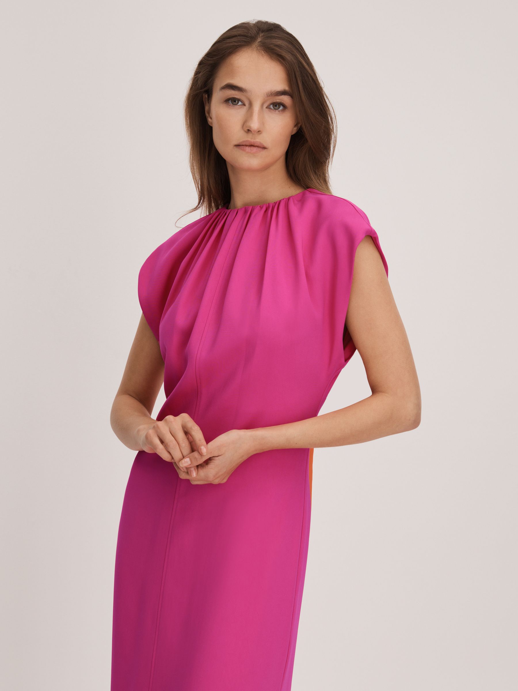 Florere Tie Back Midi Dress in Deep Pink - Image 3 of 7