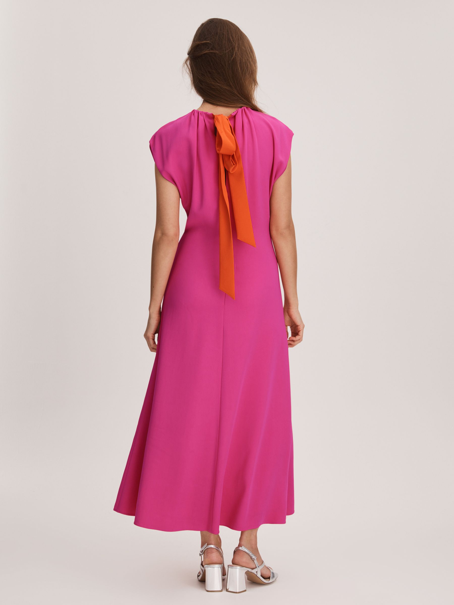 Florere Tie Back Midi Dress in Deep Pink - Image 5 of 7