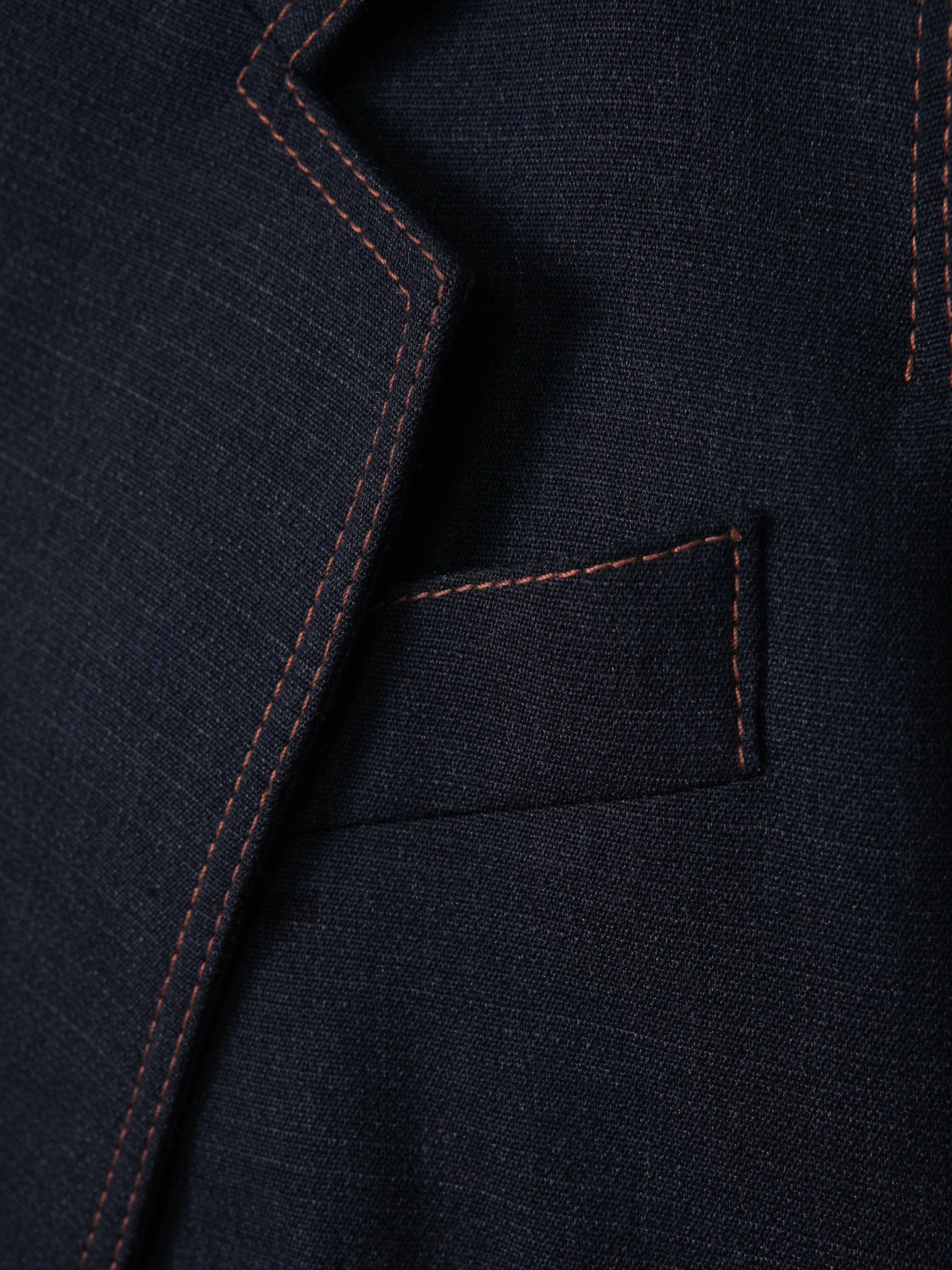 Wool Blend Denim Look Suit Blazer in Navy - Image 8 of 8