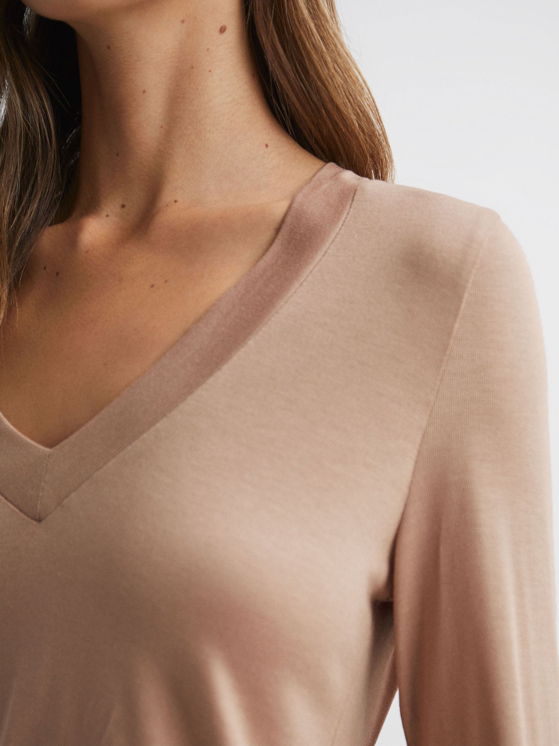 Jersey V-Neck Top in Camel - Image 4 of 6
