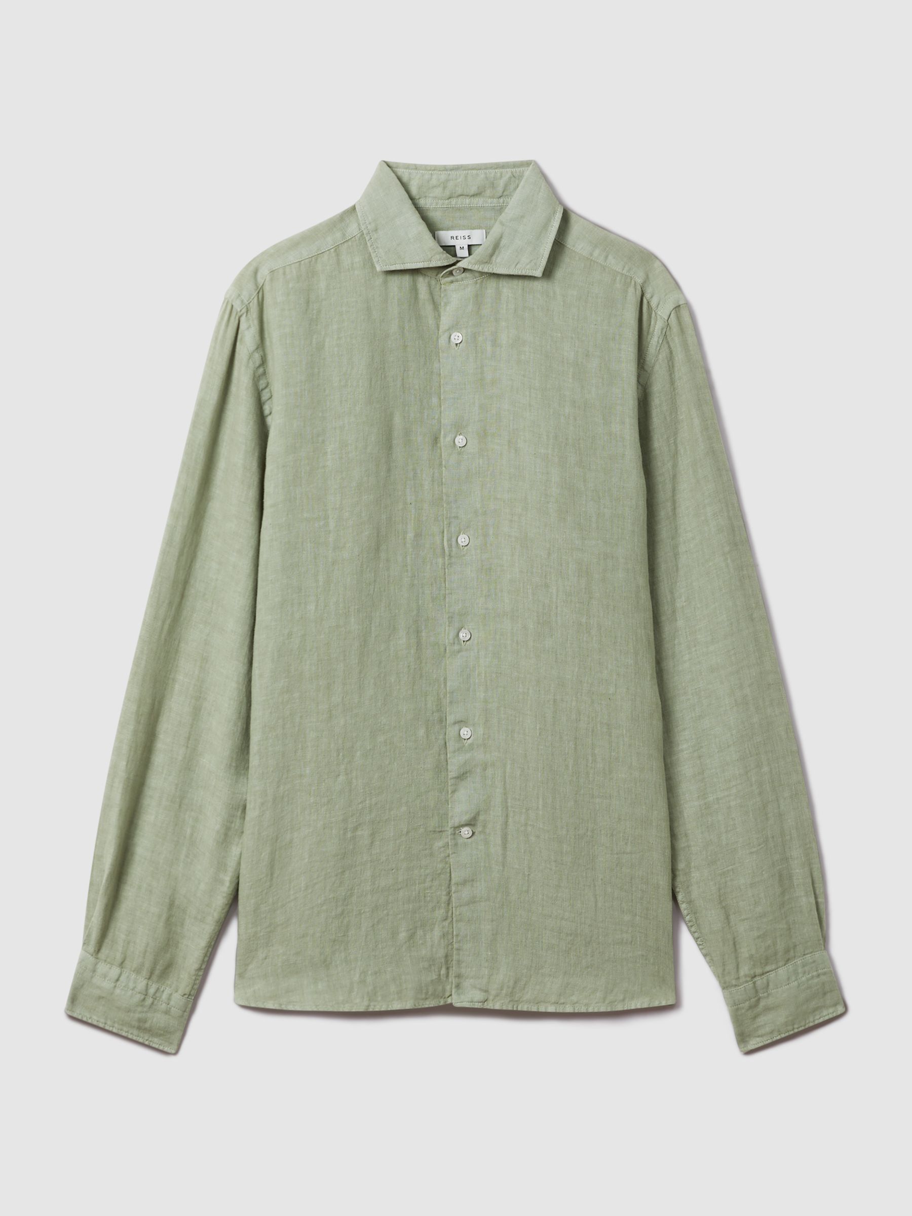 Linen Button-Through Shirt in Pistachio - Image 2 of 5
