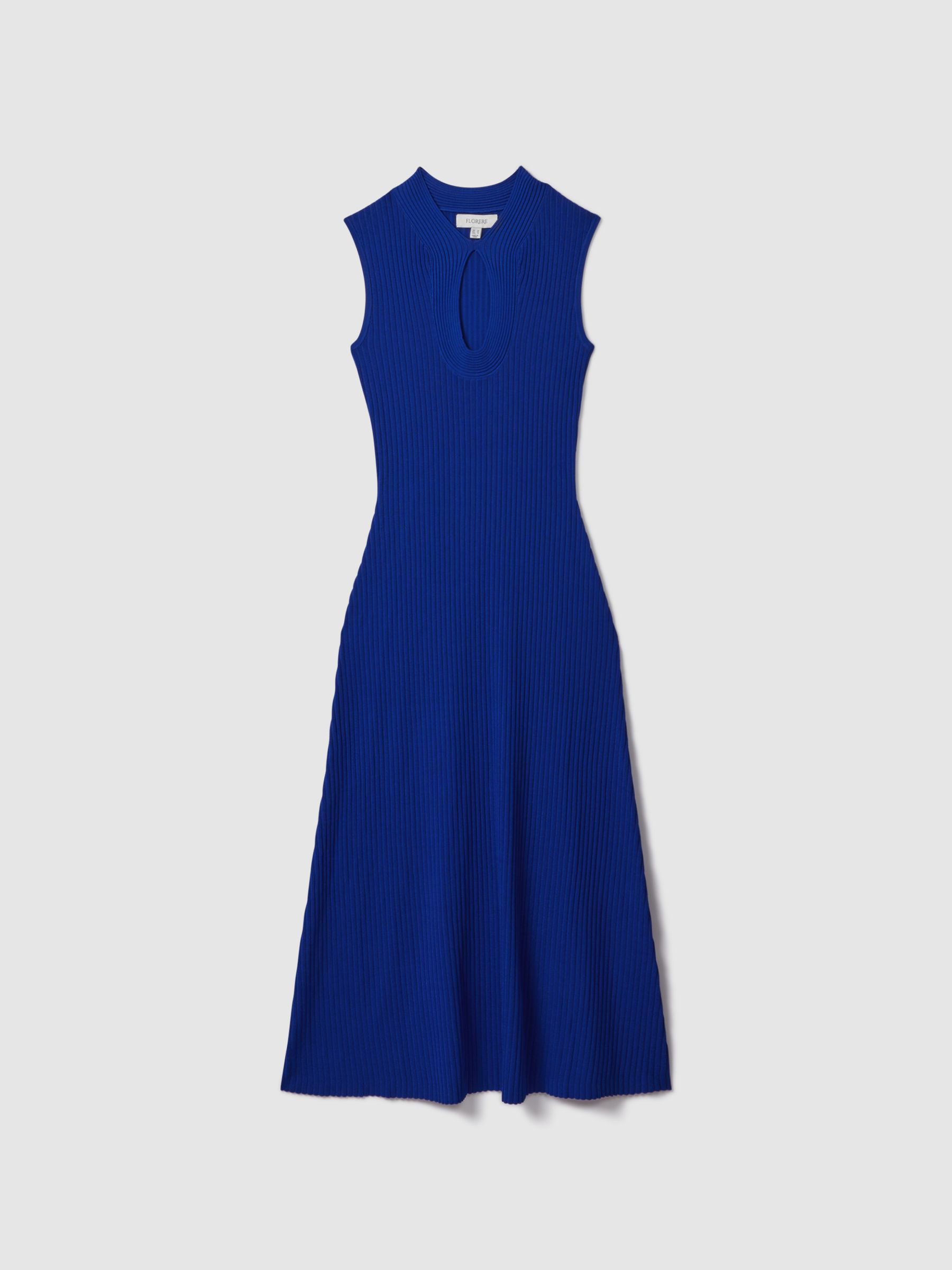 Florere Ribbed Midi Dress in Bright Blue - Image 2 of 6