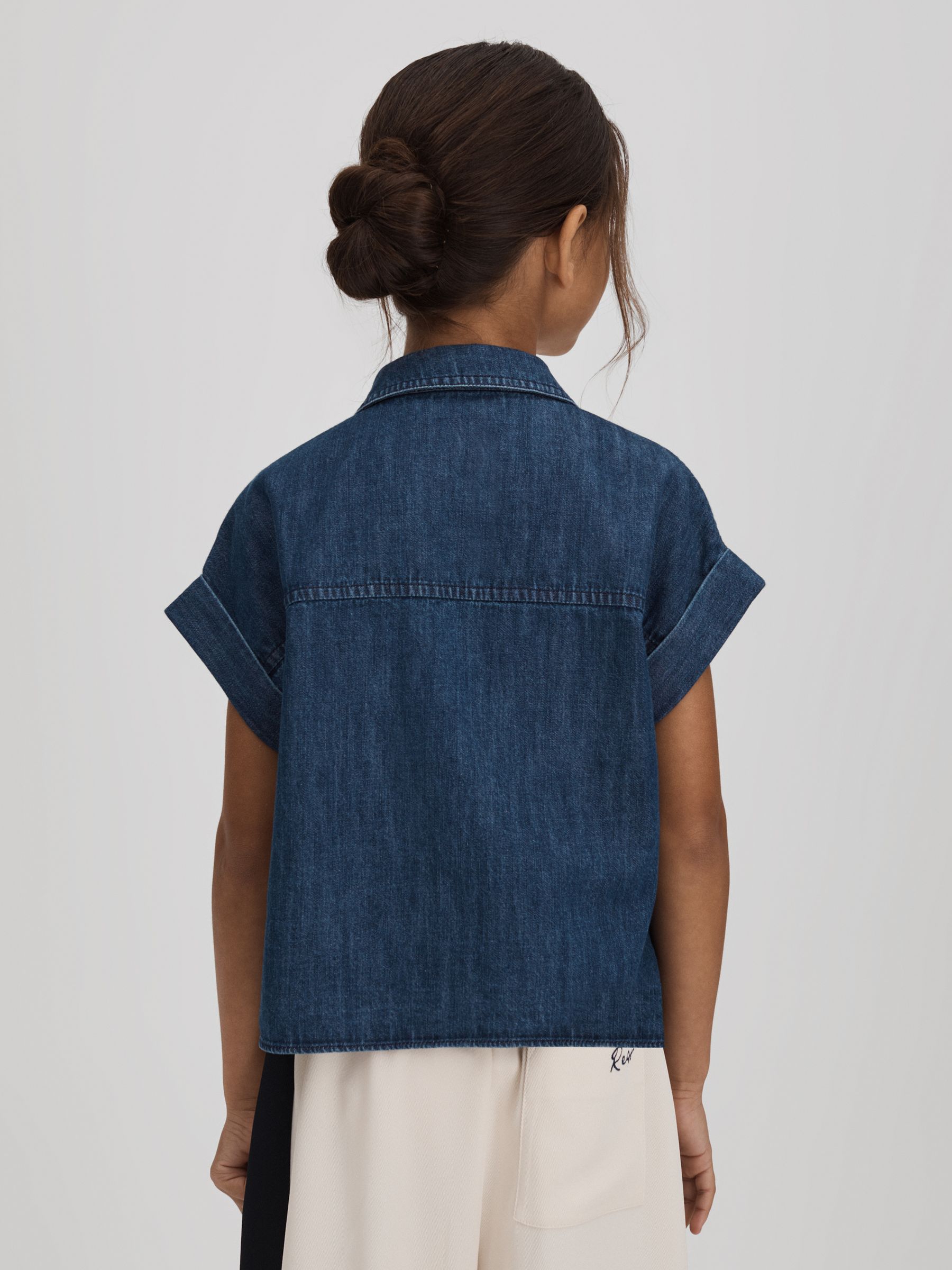 4-9 yrs Embellished Denim Shirt in Blue - Image 5 of 7