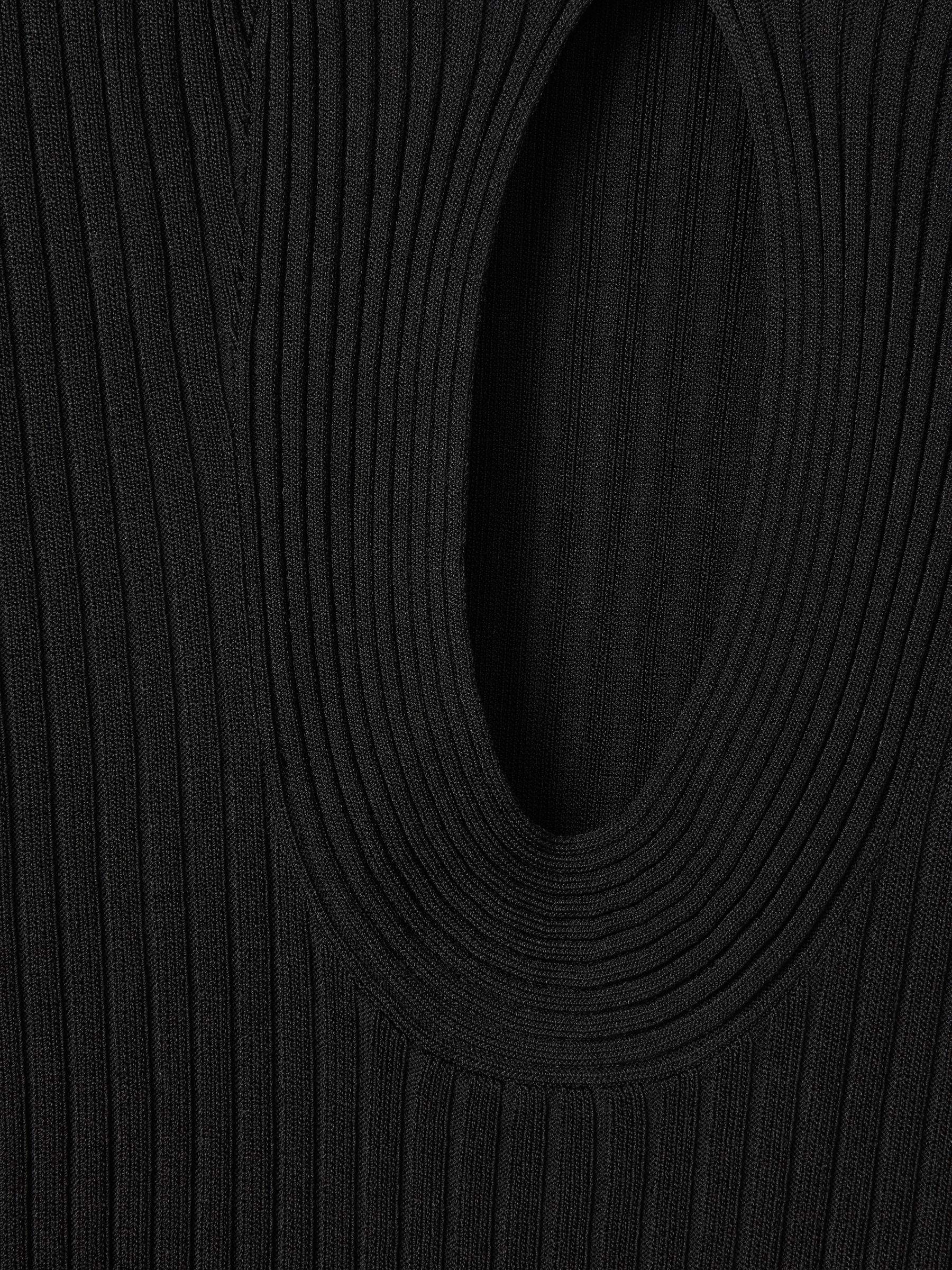 Florere Ribbed Blouson Sleeve Midi Dress in Black - Image 5 of 5