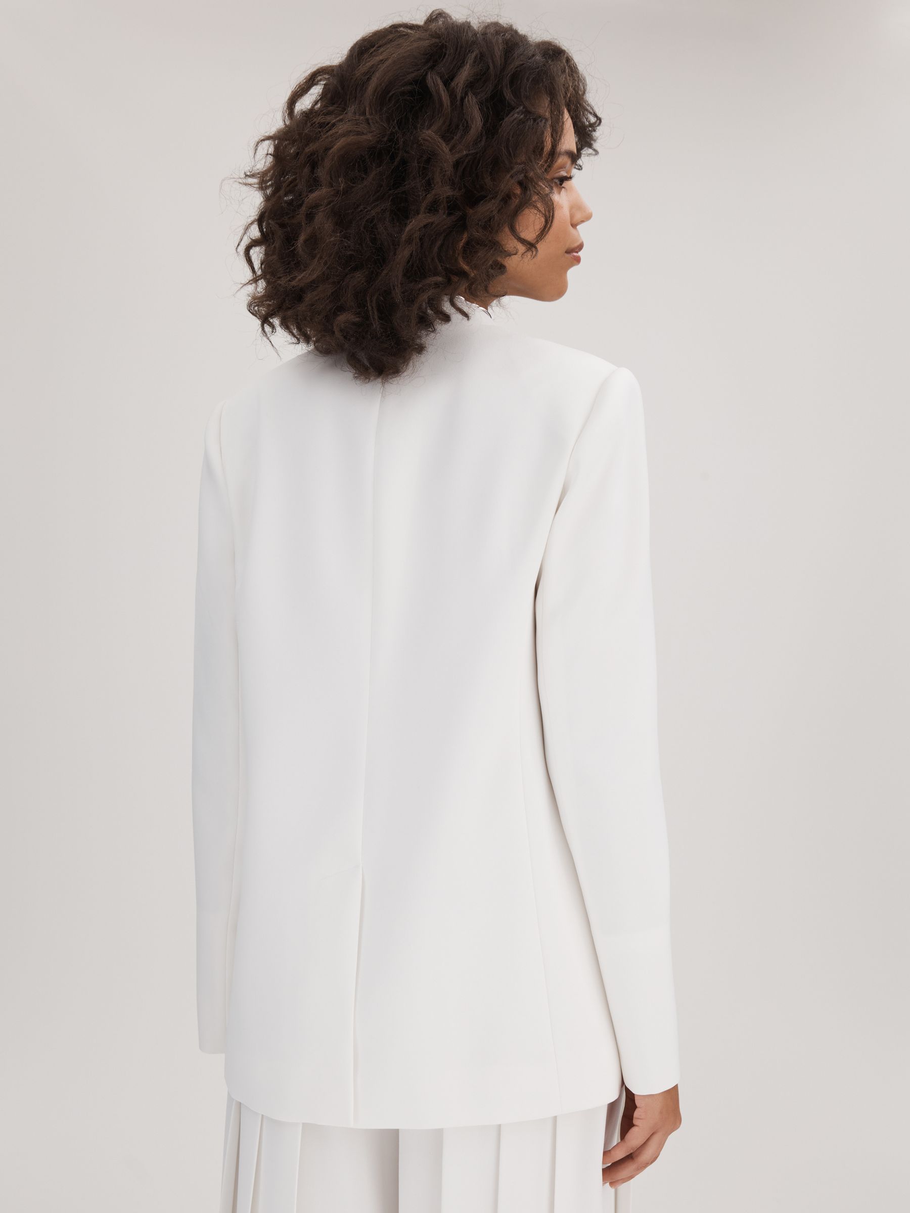 Florere Collarless Double Breasted Blazer in Ivory - Image 5 of 6