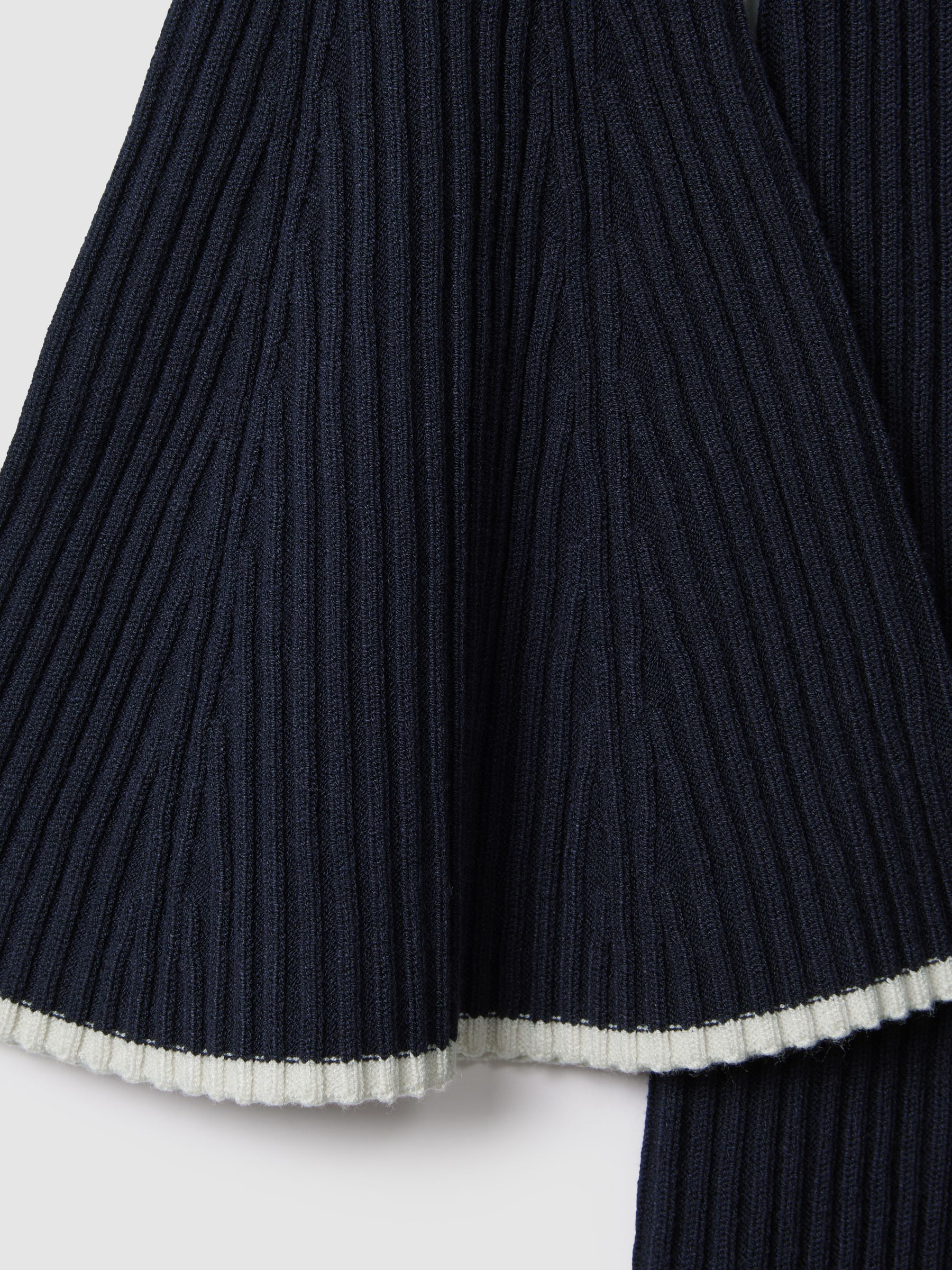 Florere Fitted Fluted Cuff Midi Dress in Navy - Image 7 of 7