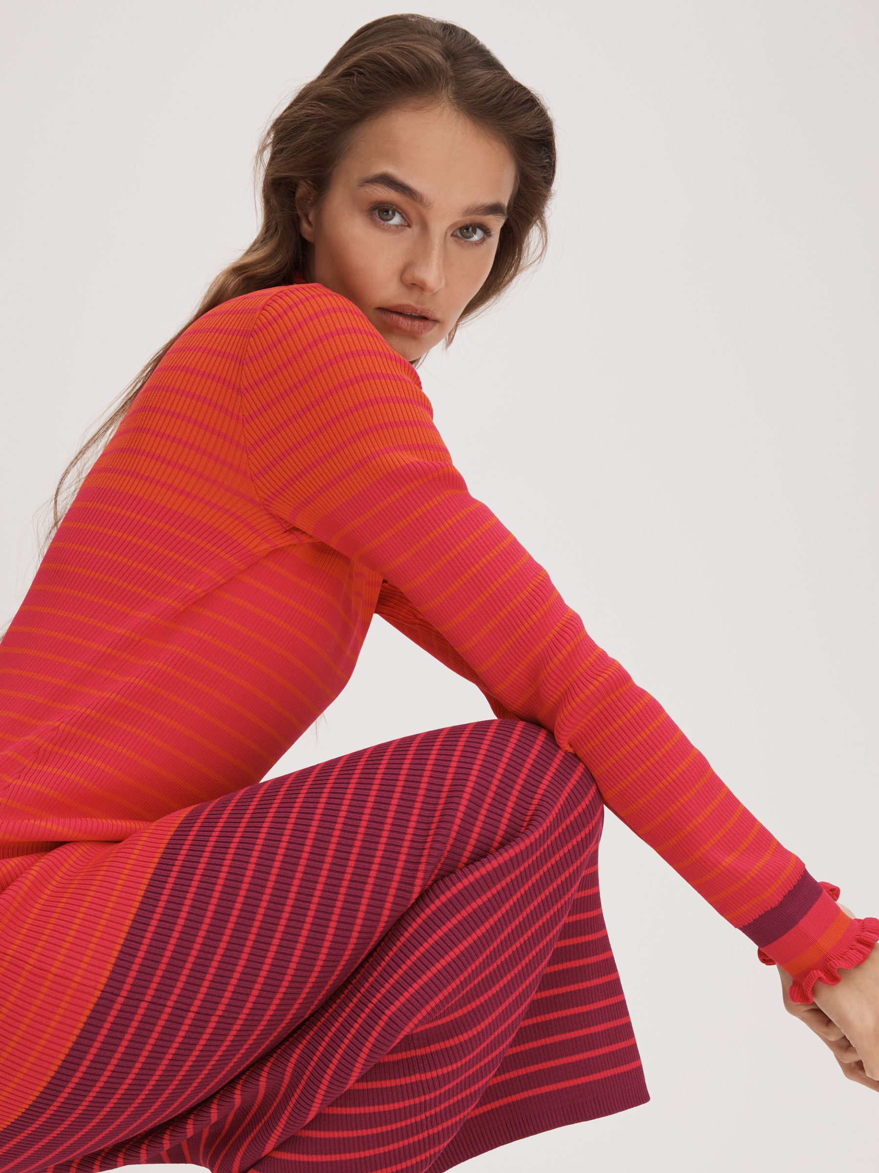 Florere Knitted Striped Midi Dress in Multi - Image 3 of 7
