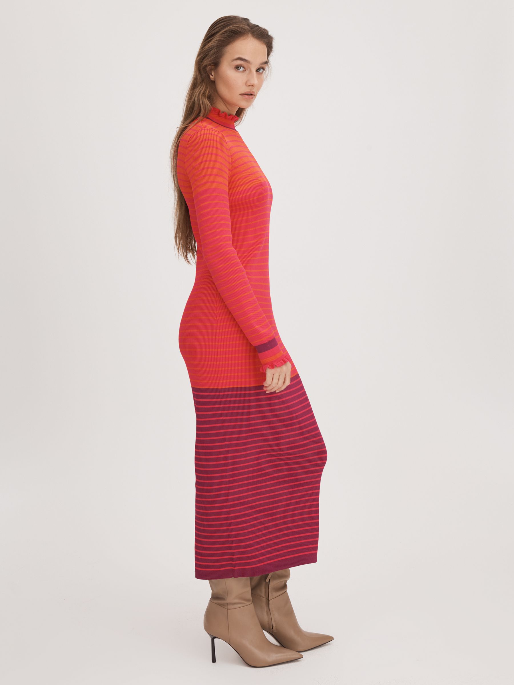 Florere Knitted Striped Midi Dress in Multi - Image 4 of 7