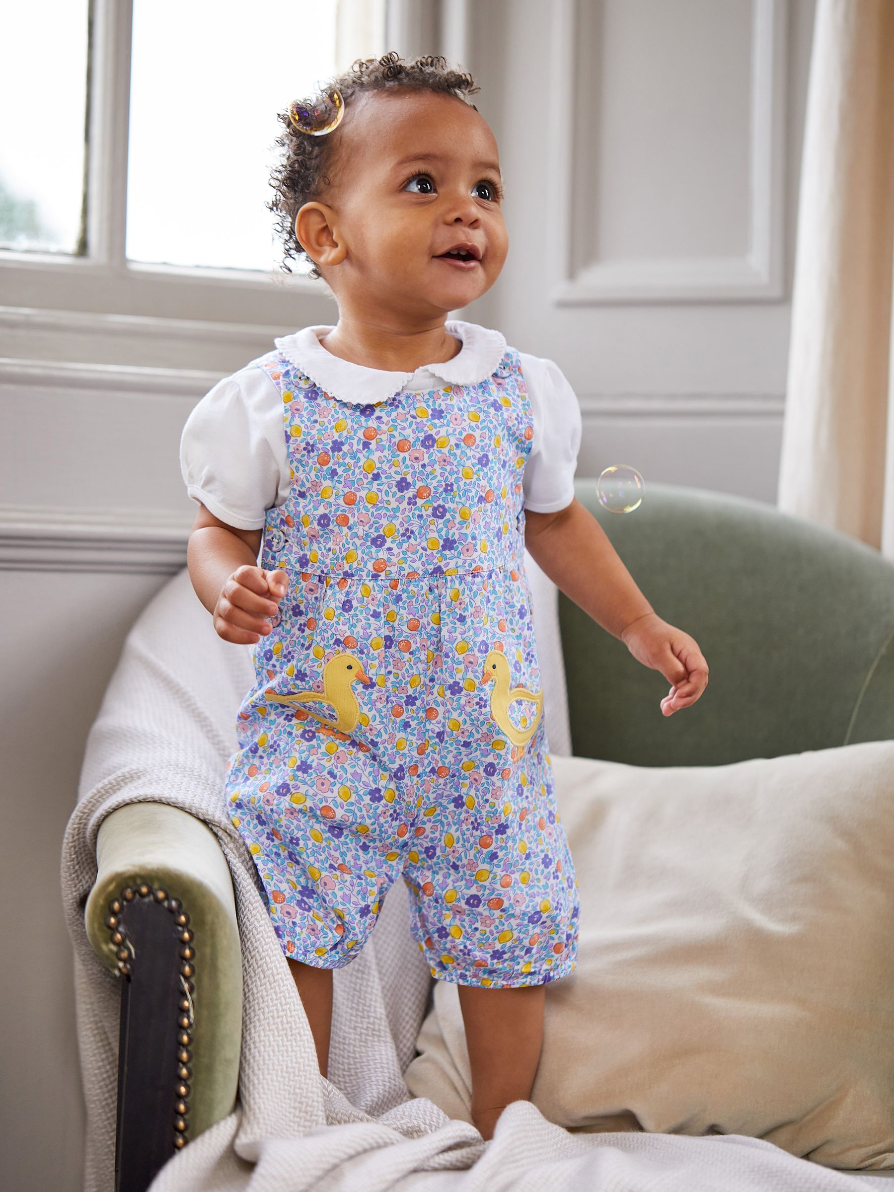 Lilac Purple Duck Appliqué Pocket Ditsy Floral Dungarees - Image 3 of 6