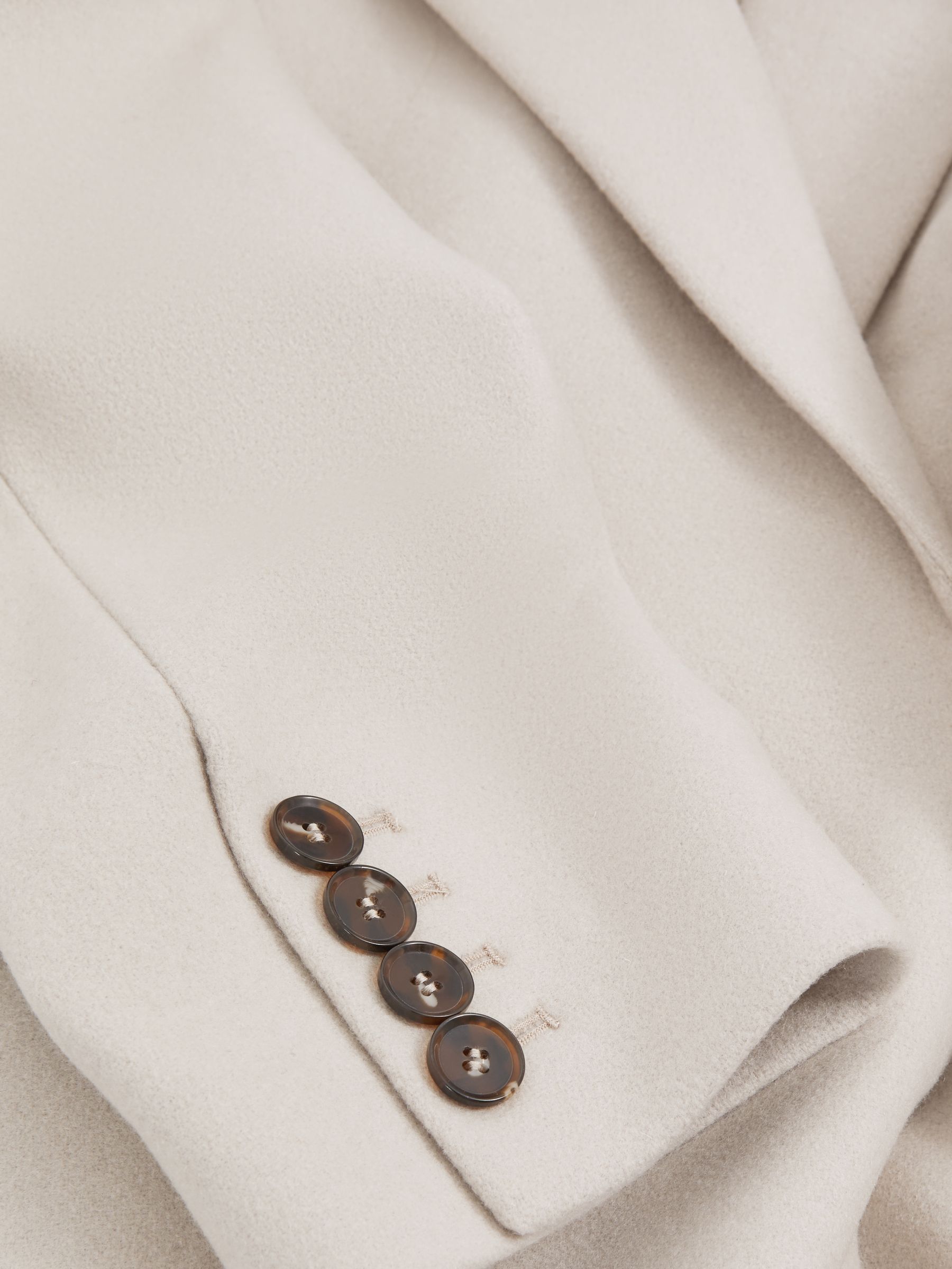 Wool Blend Double Breasted Longline Coat in Neutral - Image 6 of 7