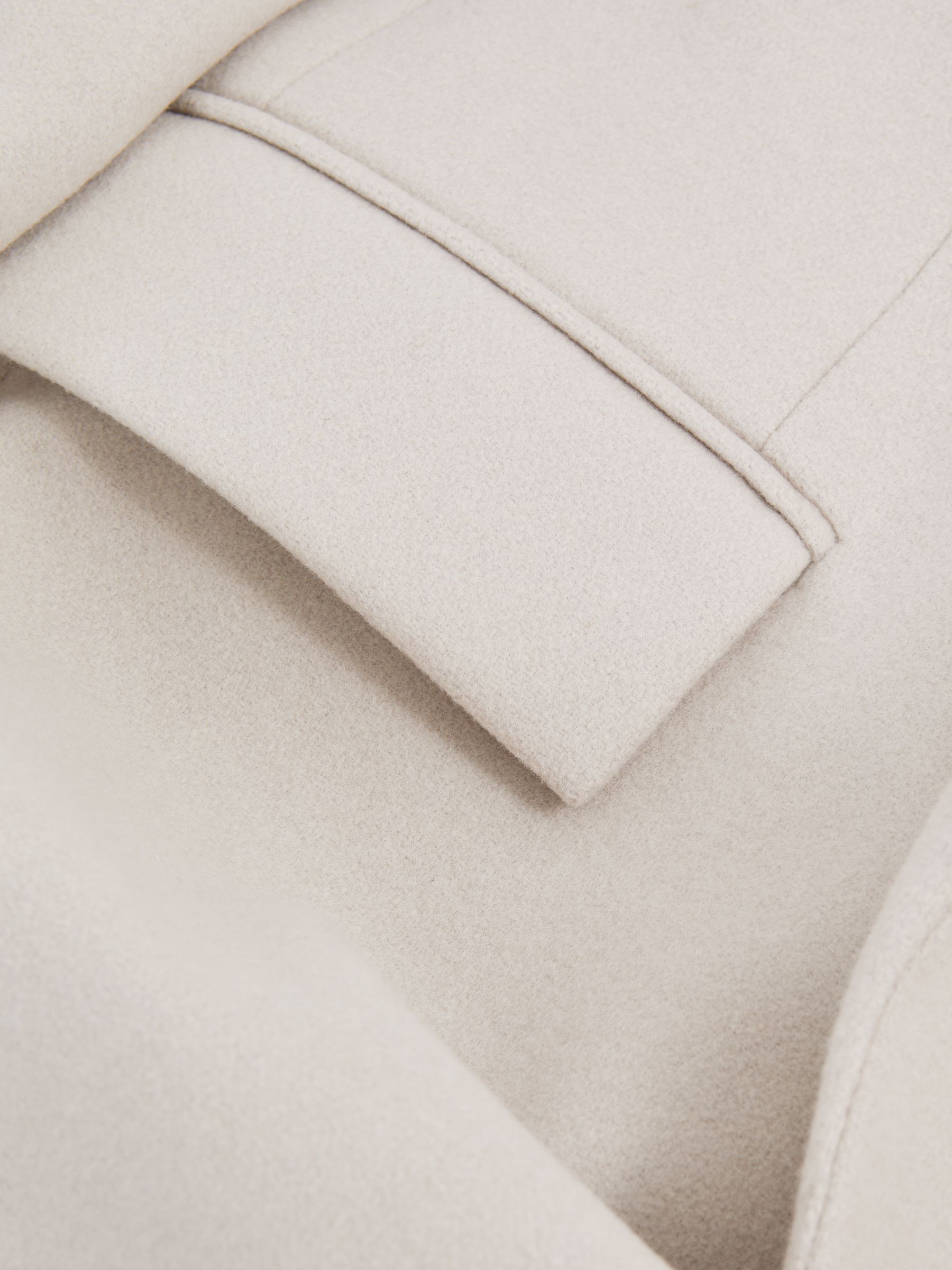 Wool Blend Double Breasted Longline Coat in Neutral - Image 7 of 7