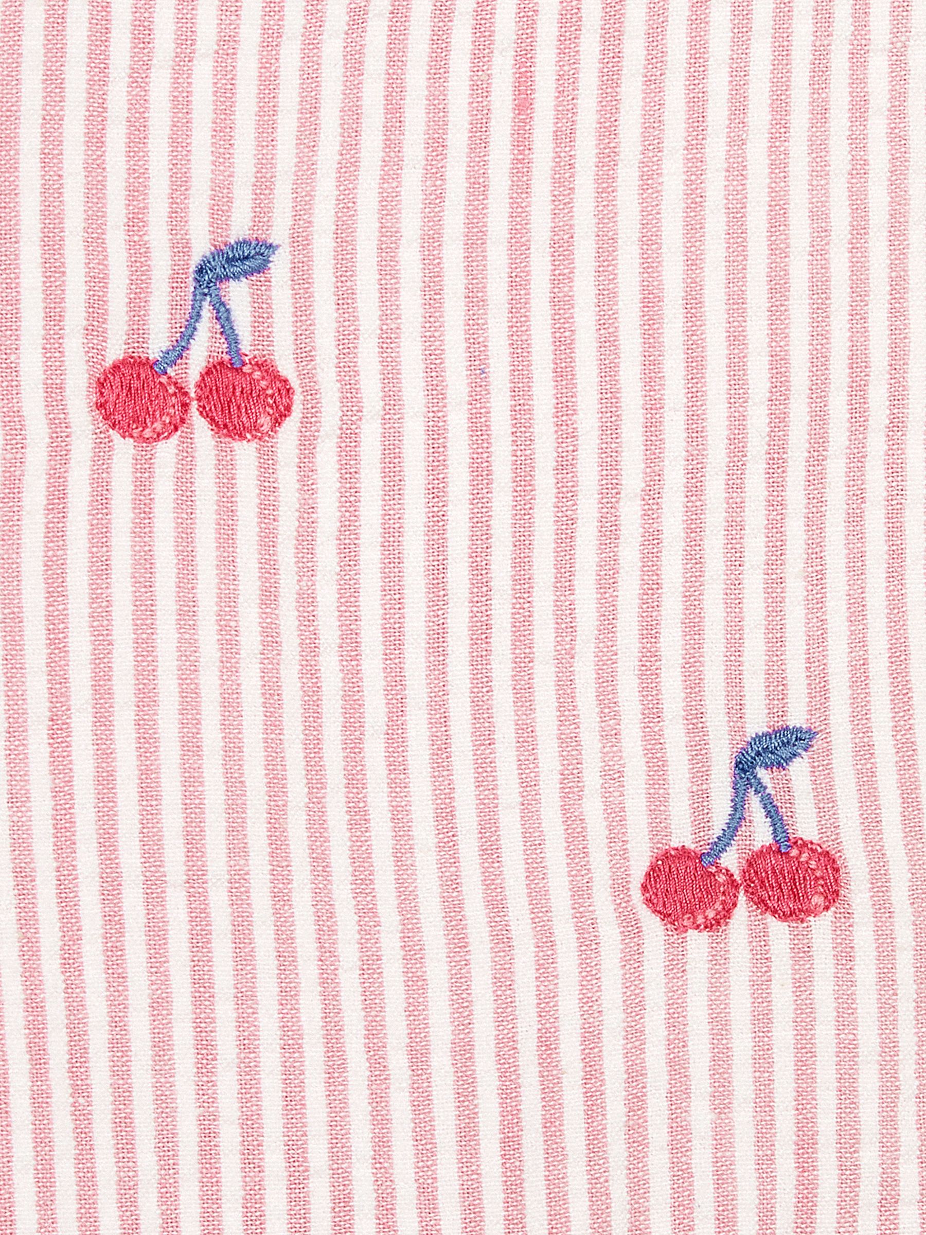 Pink Cherry Stripe Embroidered Summer Dress - Image 5 of 5