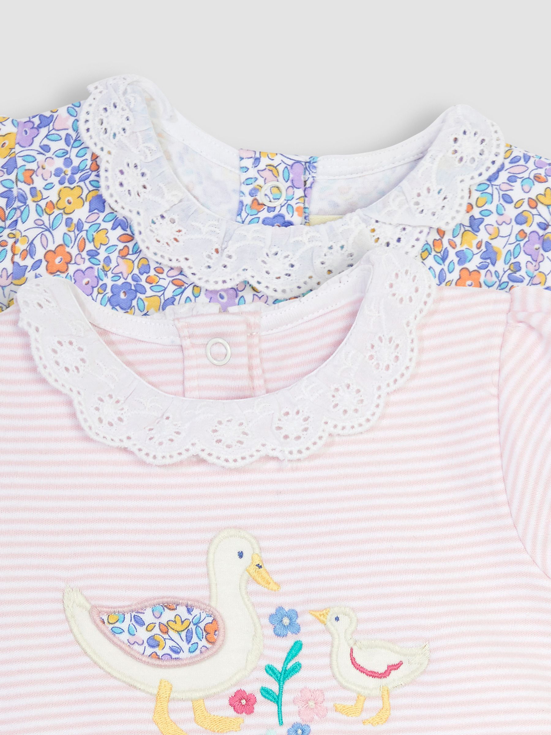 Lilac Purple Duck 2-Pack Appliqué & Floral Rompers - Image 6 of 8