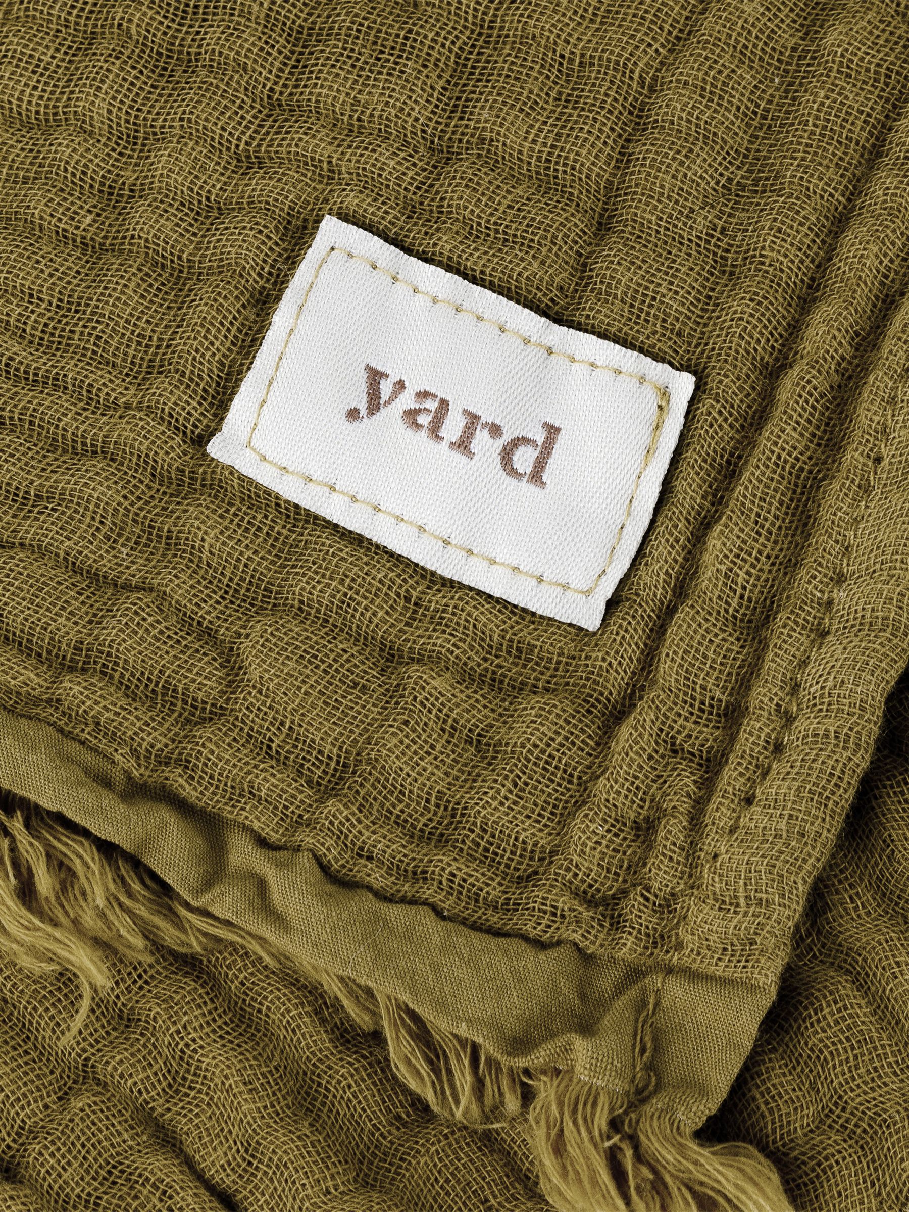 Yard Khaki Green Lark 4 Layer Muslin Crinkle 100% Cotton Throw - Image 4 of 6