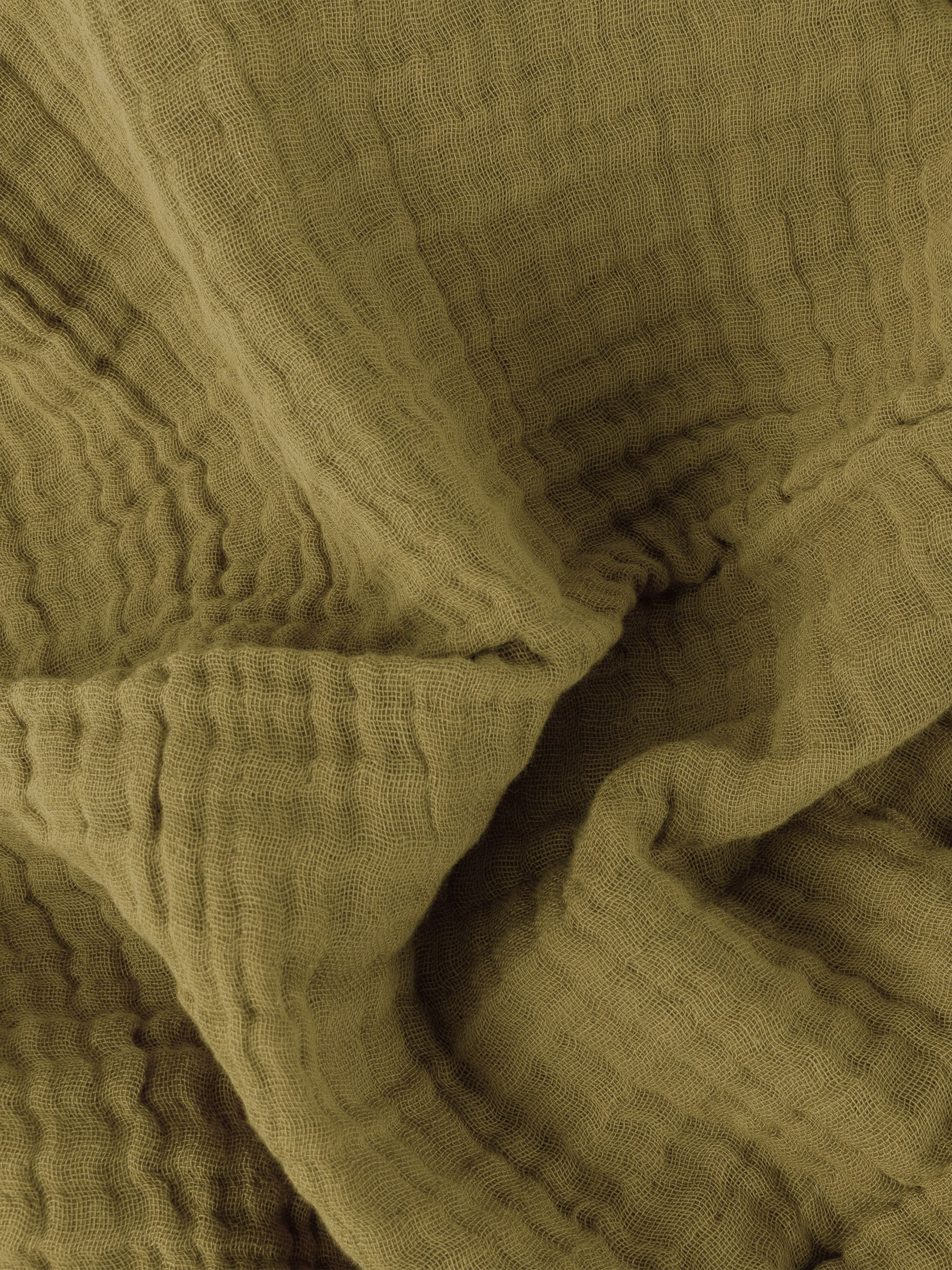 Yard Khaki Green Lark 4 Layer Muslin Crinkle 100% Cotton Throw - Image 5 of 6