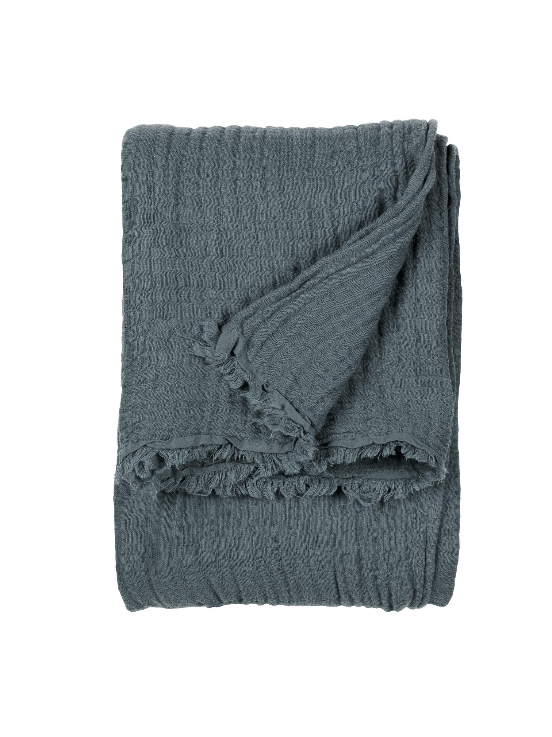 Yard Dusk Blue Lark 4 Layer Muslin Crinkle 100% Cotton Throw - Image 4 of 6