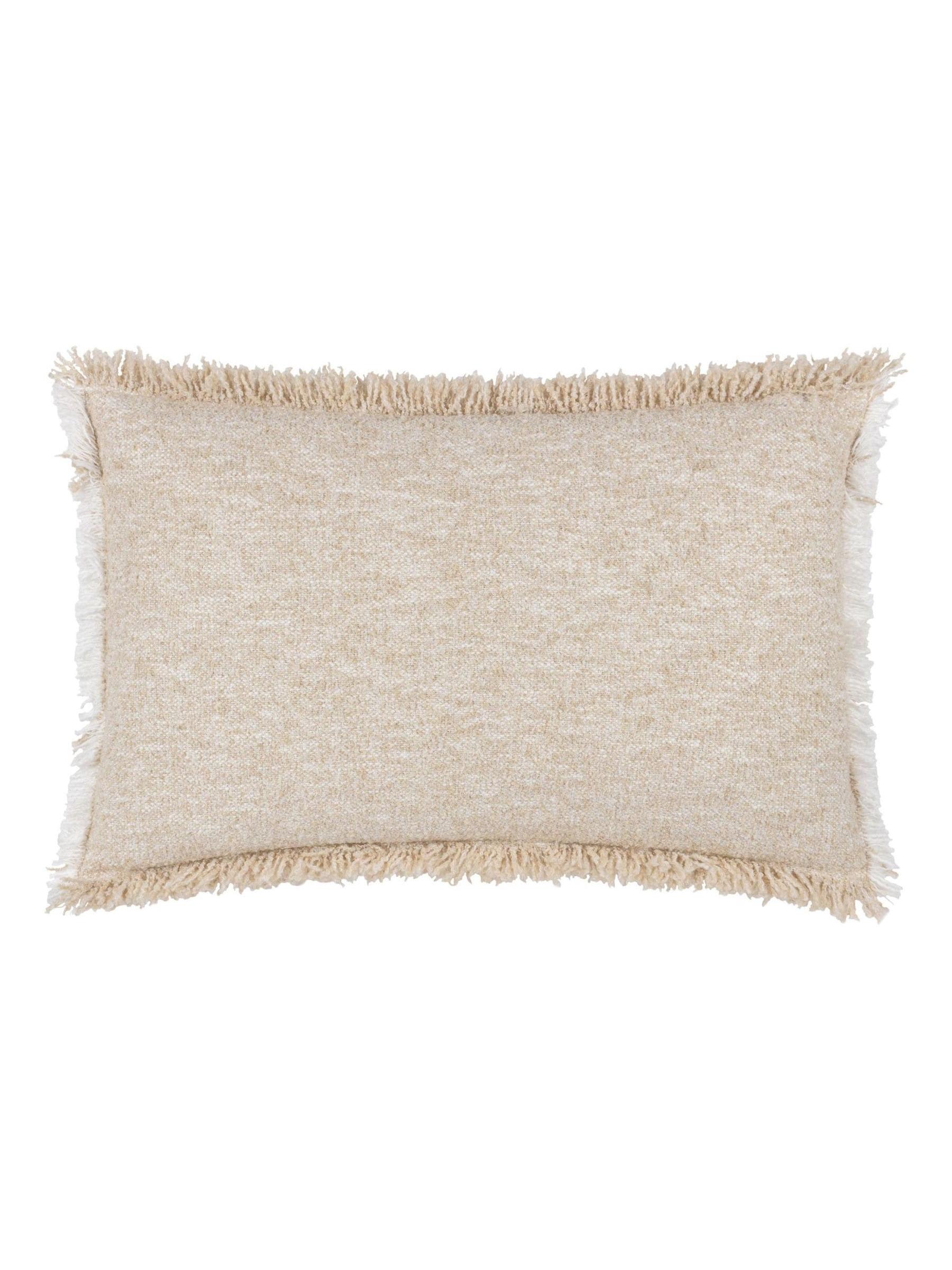 Yard Natural Beige Doze Woven Fringed Feather Filled Cushion - Image 2 of 4