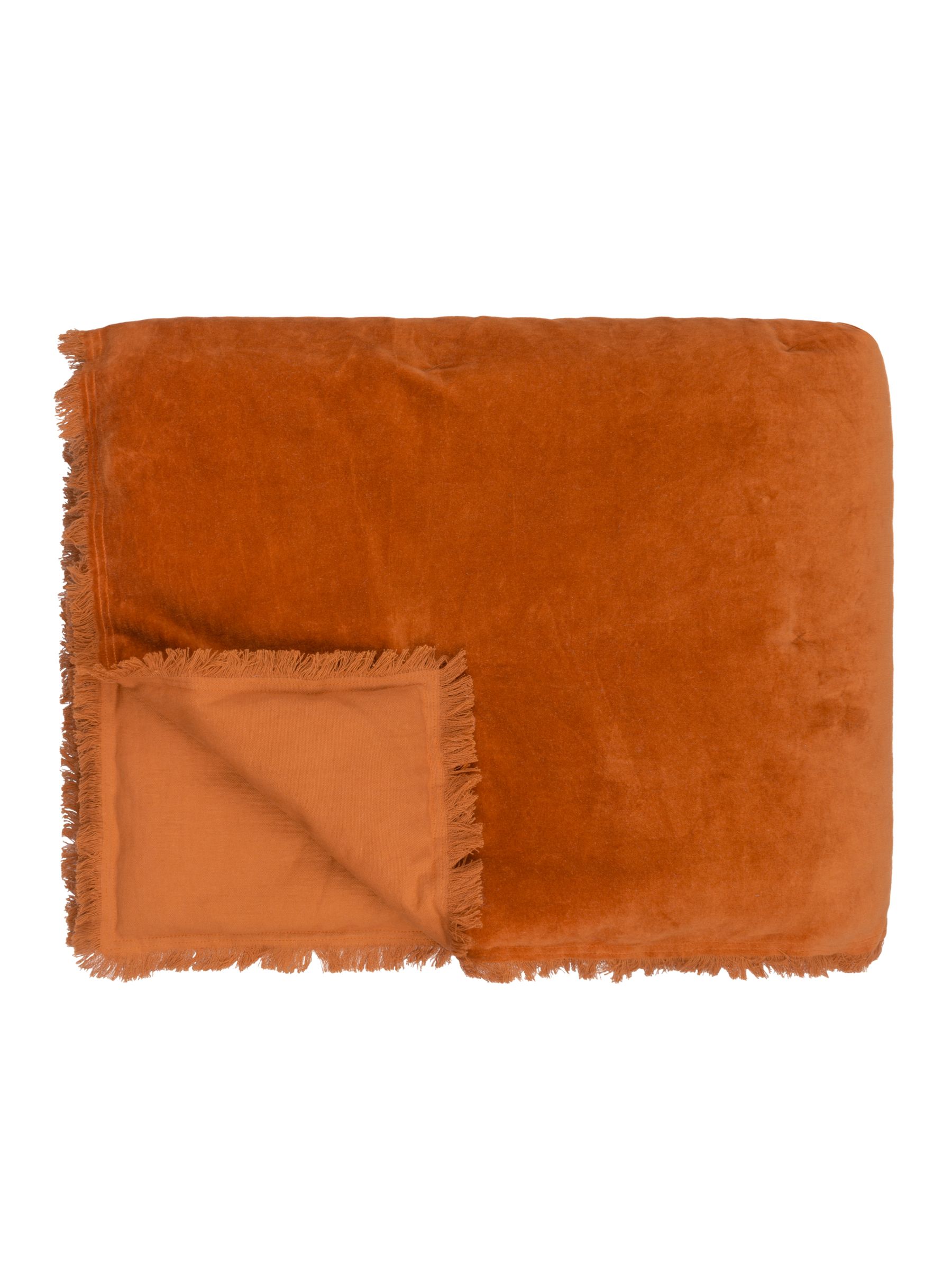 Yard Rust Orange Jaye Velvet Fringed Filled 100% Cotton Bedspread - Image 2 of 6 Yard Rust Orange Jaye Velvet Fringed Filled 100% Cotton Bedspread - Image 2 of 6