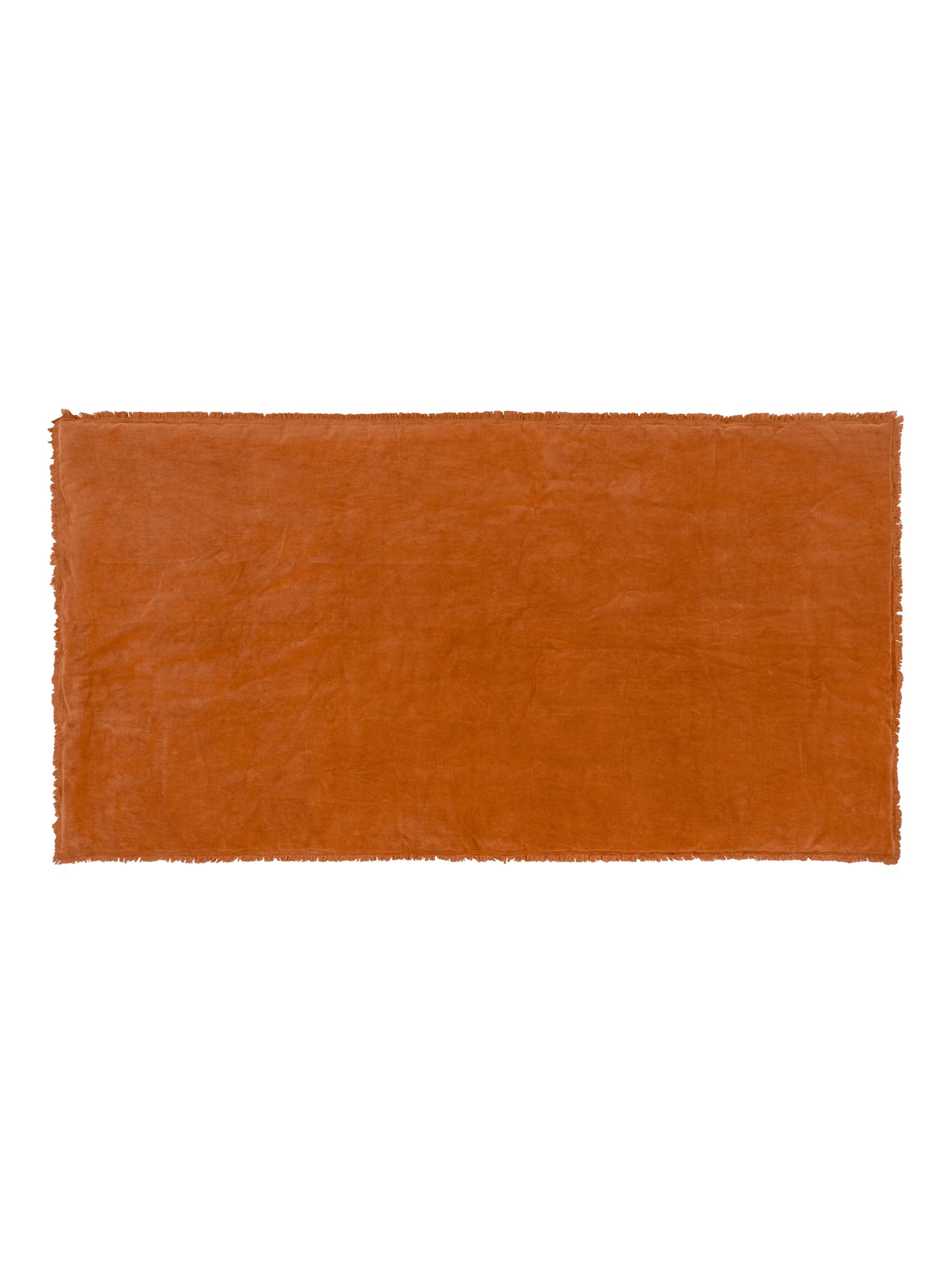 Yard Rust Orange Jaye Velvet Fringed Filled 100% Cotton Bedspread - Image 3 of 6