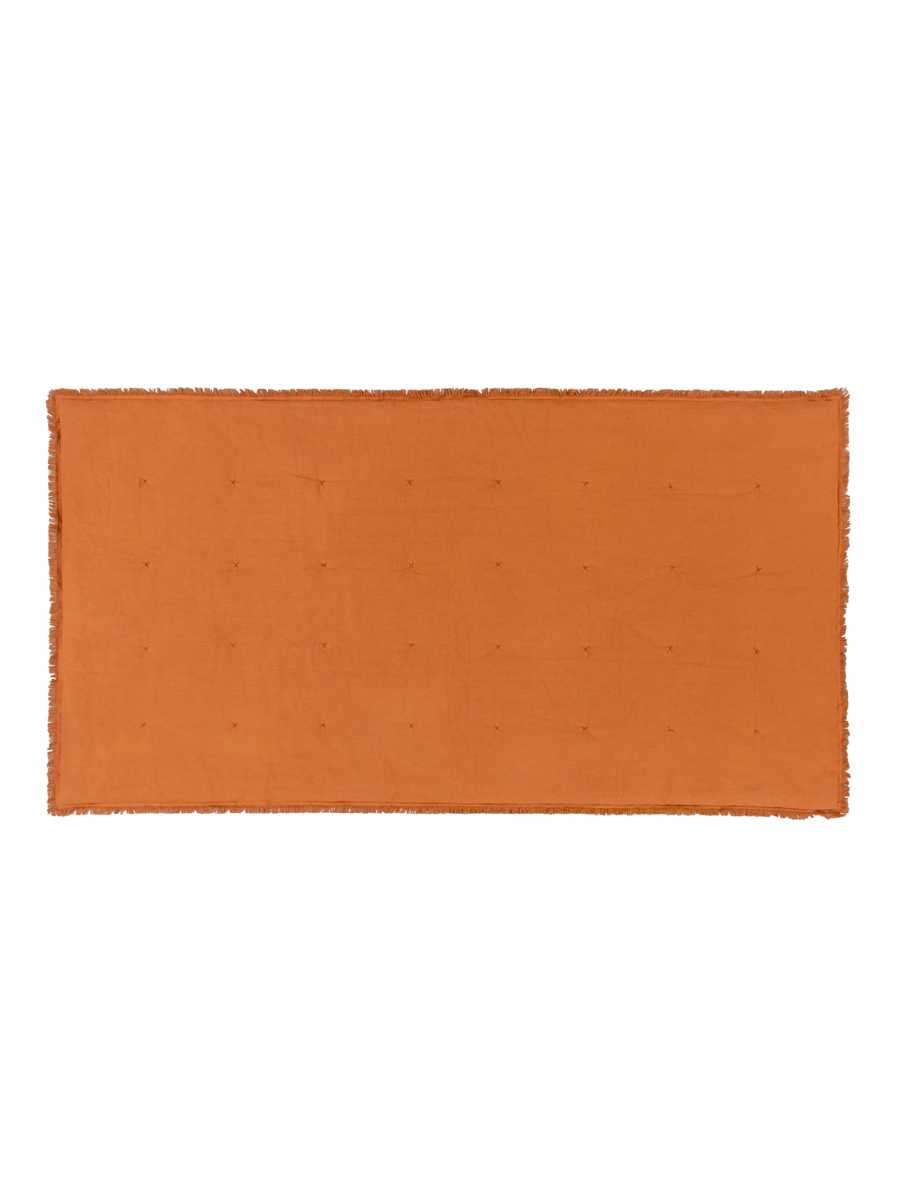 Yard Rust Orange Jaye Velvet Fringed Filled 100% Cotton Bedspread - Image 4 of 6