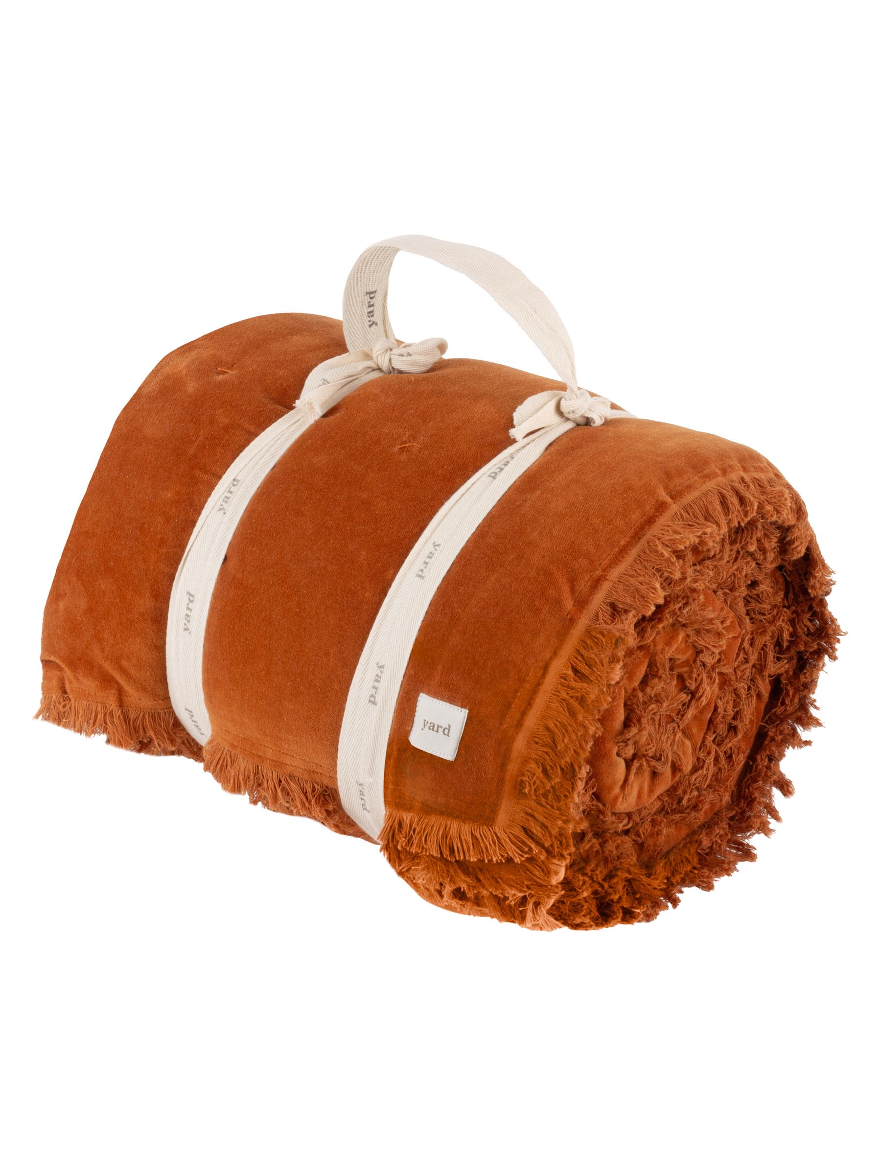 Yard Rust Orange Jaye Velvet Fringed Filled 100% Cotton Bedspread - Image 6 of 6 Yard Rust Orange Jaye Velvet Fringed Filled 100% Cotton Bedspread - Image 6 of 6