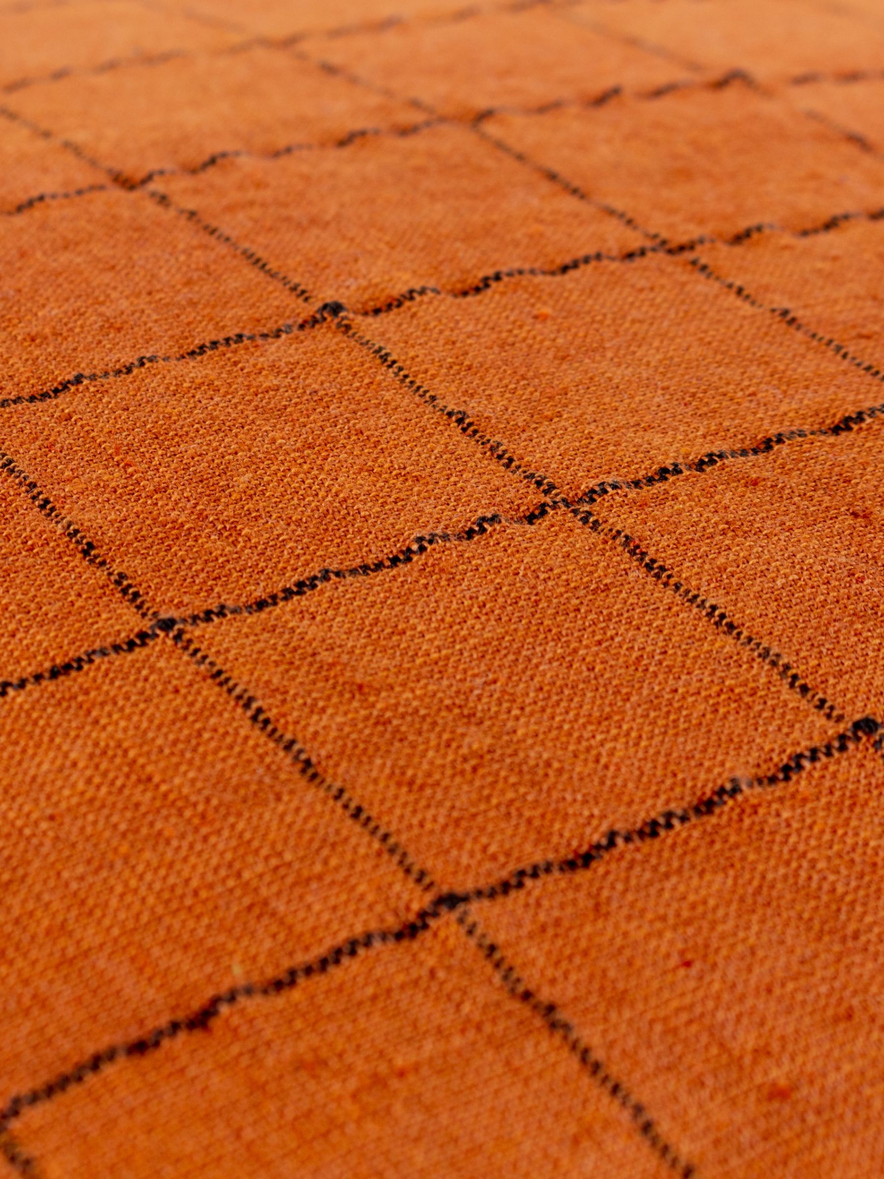 Yard Brick Red 100% Linen Grid Check Feather Filled Cushion - Image 3 of 5