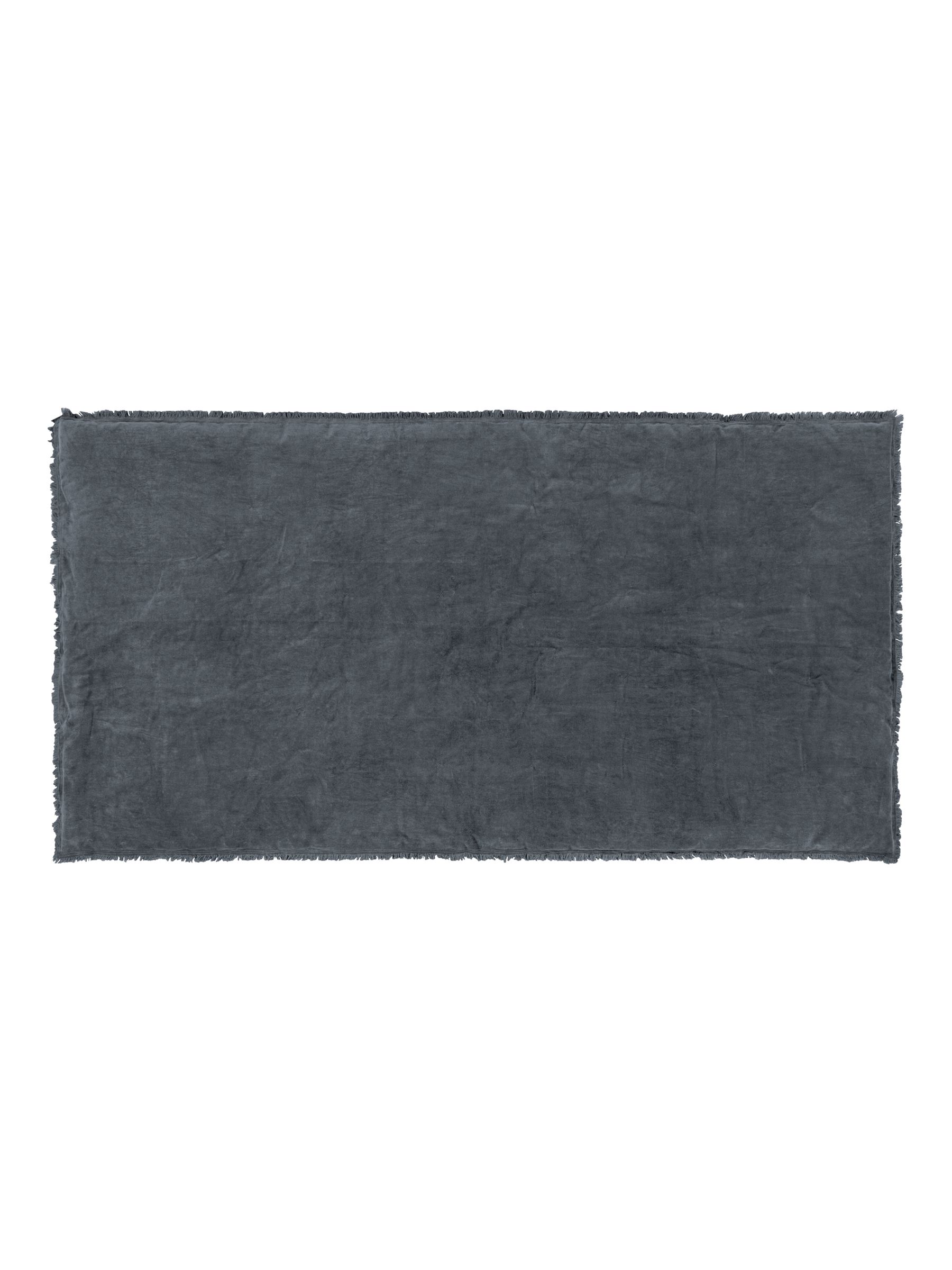 Yard Slate Blue Jaye Velvet Fringed Filled 100% Cotton Bedspread - Image 3 of 6