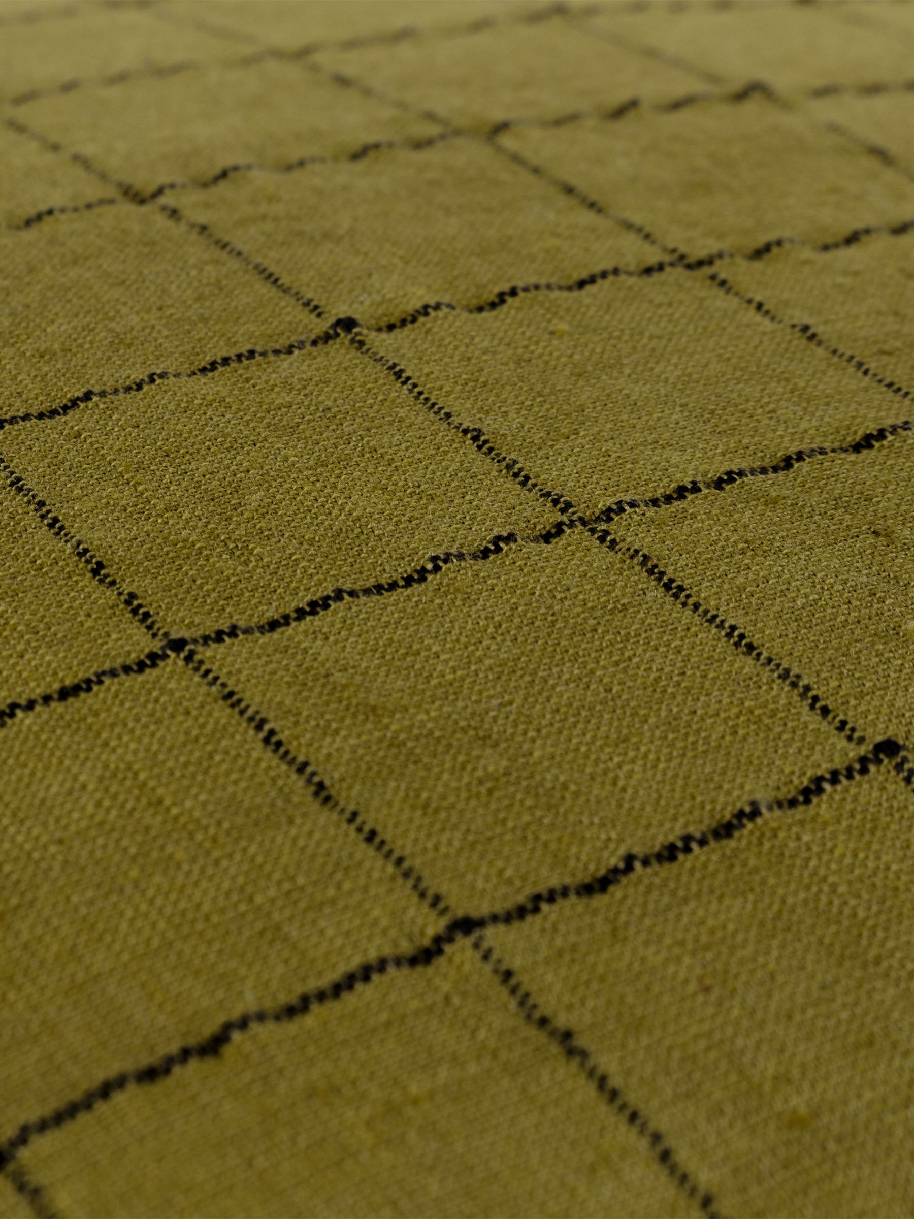 Yard Olive Green 100% Linen Grid Check Feather Filled Cushion - Image 3 of 5