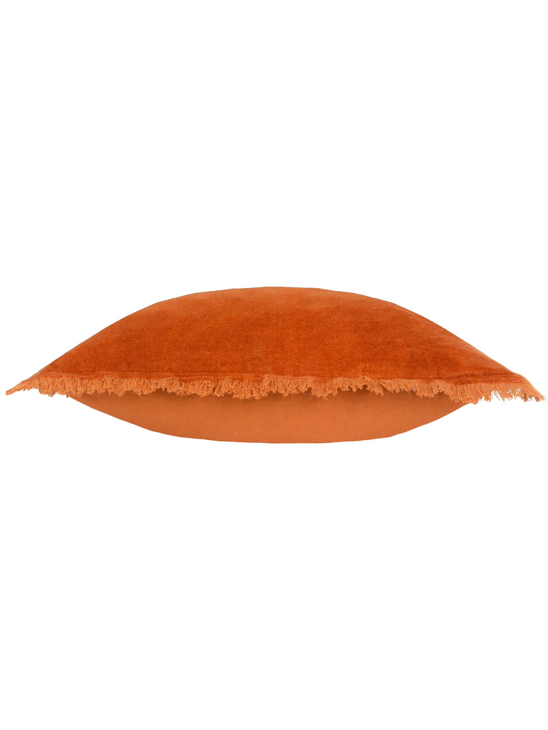 Yard Rust Orange Jaye Velvet Fringed Polyester Filled 100% Cotton Cushion - Image 5 of 6