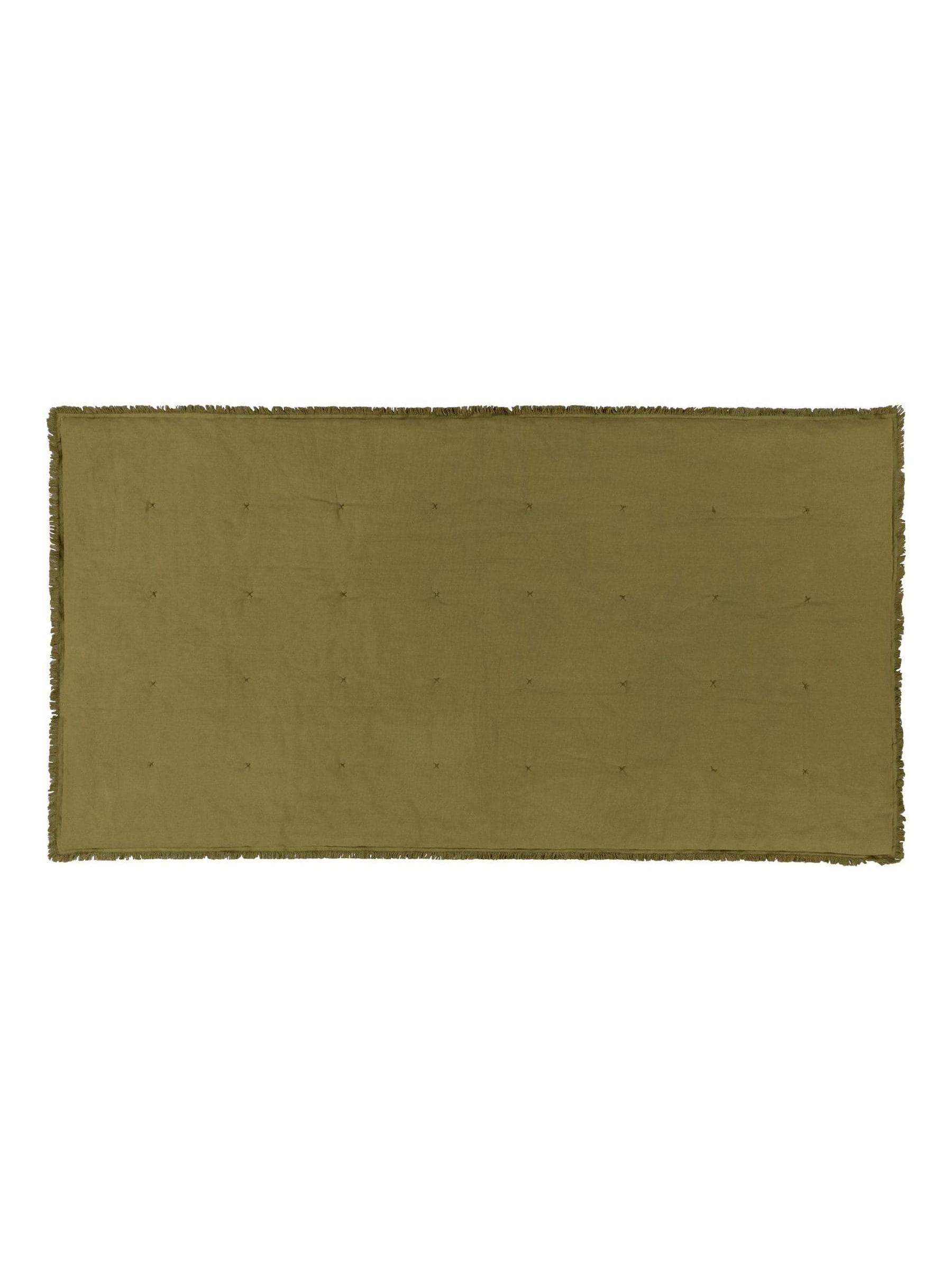 Yard Moss Green Jaye Velvet Fringed Filled 100% Cotton Bedspread - Image 4 of 6