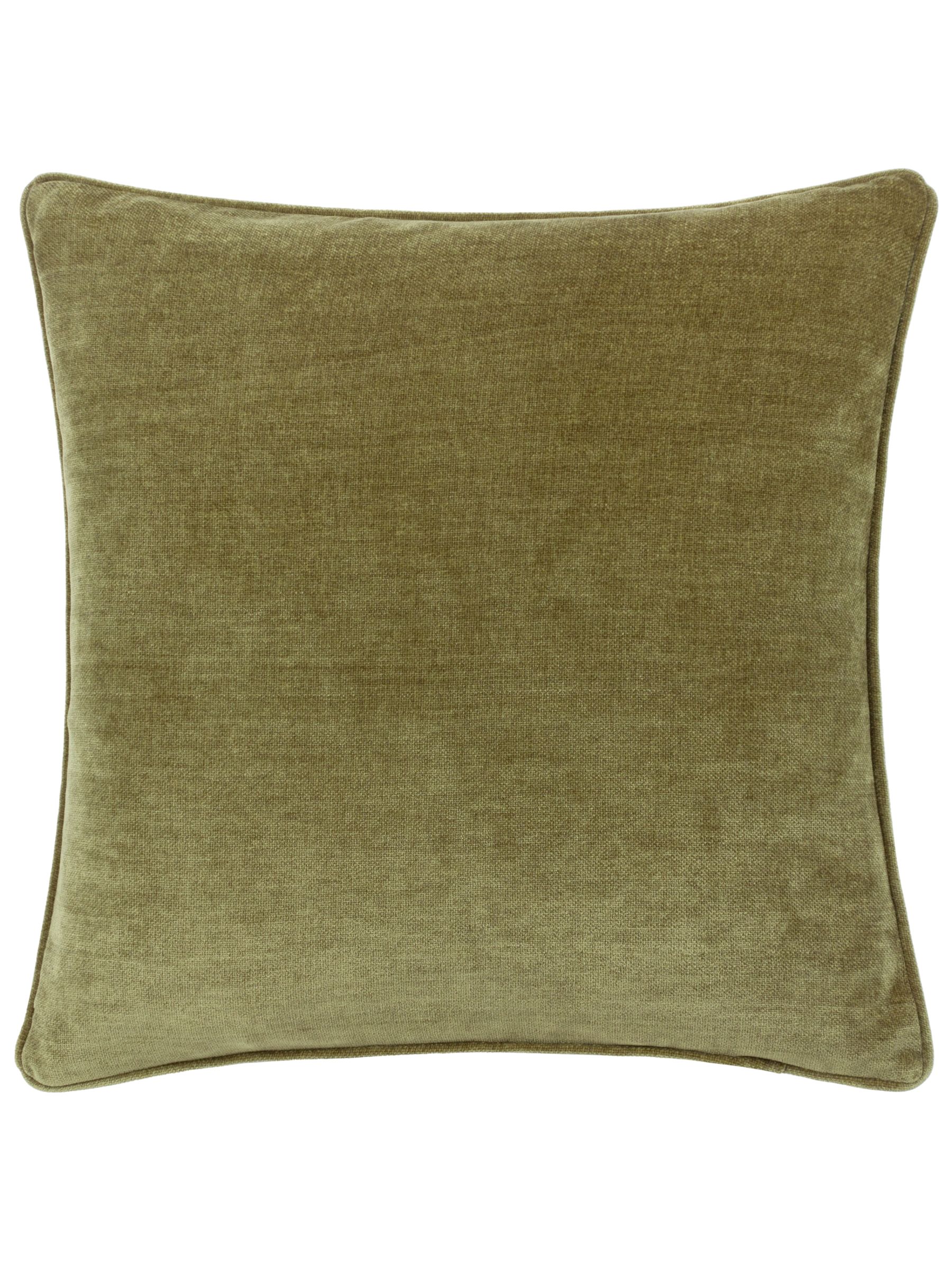 Yard Olive Green 50 x 50cm Heavy Chenille Velvet Piped Feather Filled Cushion - Image 1 of 4