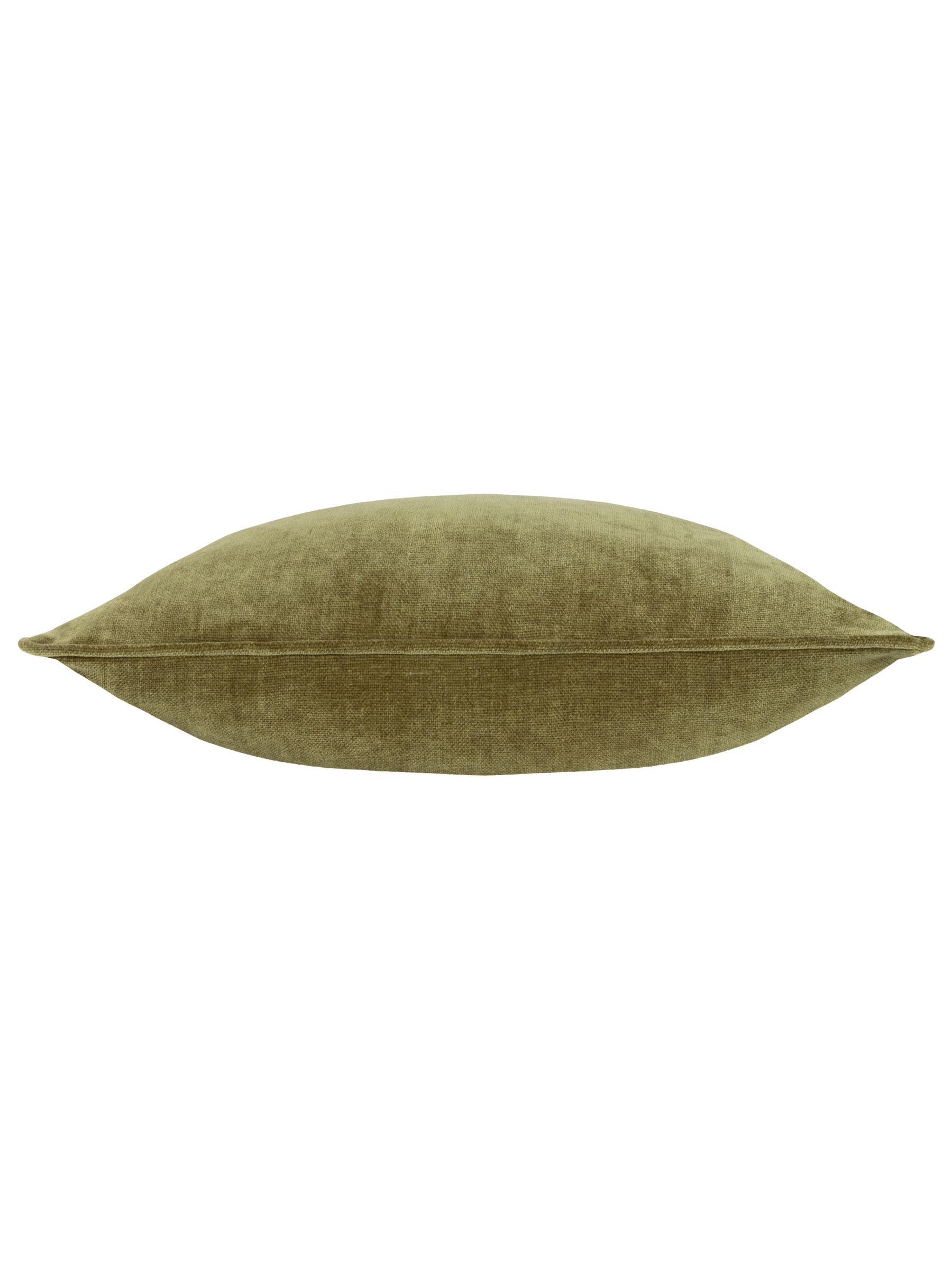 Yard Olive Green 50 x 50cm Heavy Chenille Velvet Piped Feather Filled Cushion - Image 2 of 4