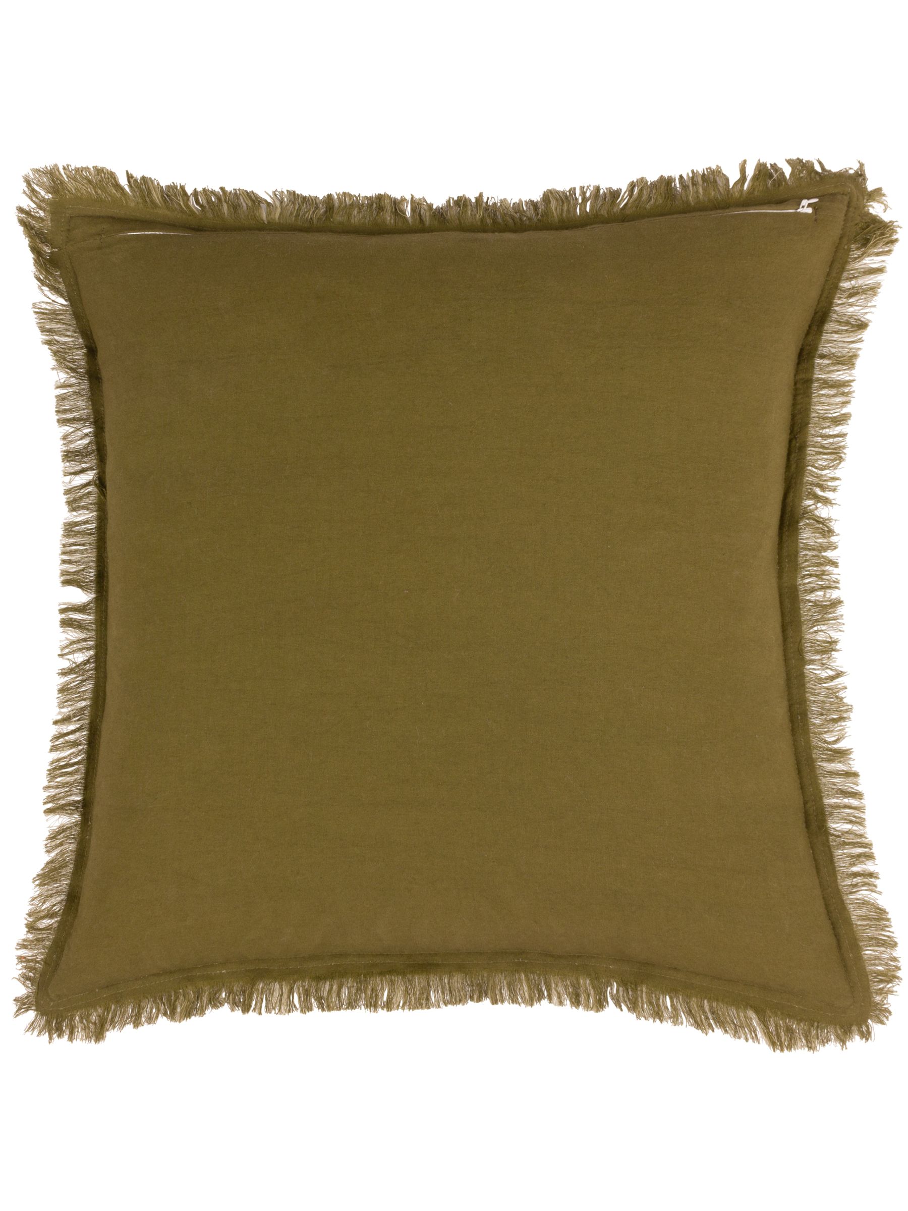 Yard Moss Green Jaye Fringed Filled Cushion - Image 3 of 6