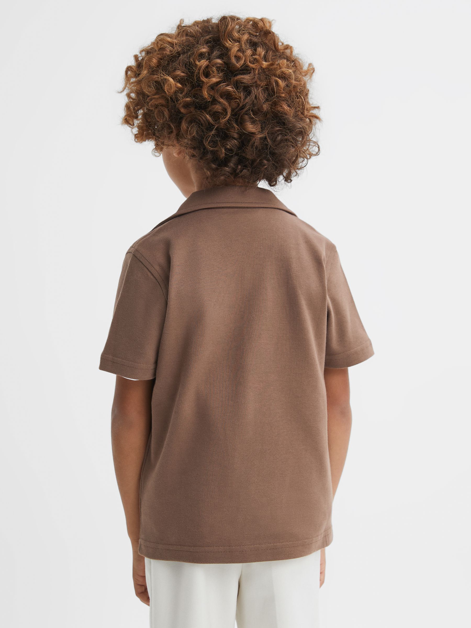 13-14 yrs Cotton Cuban Collar Shirt in Tobacco - Image 5 of 6
