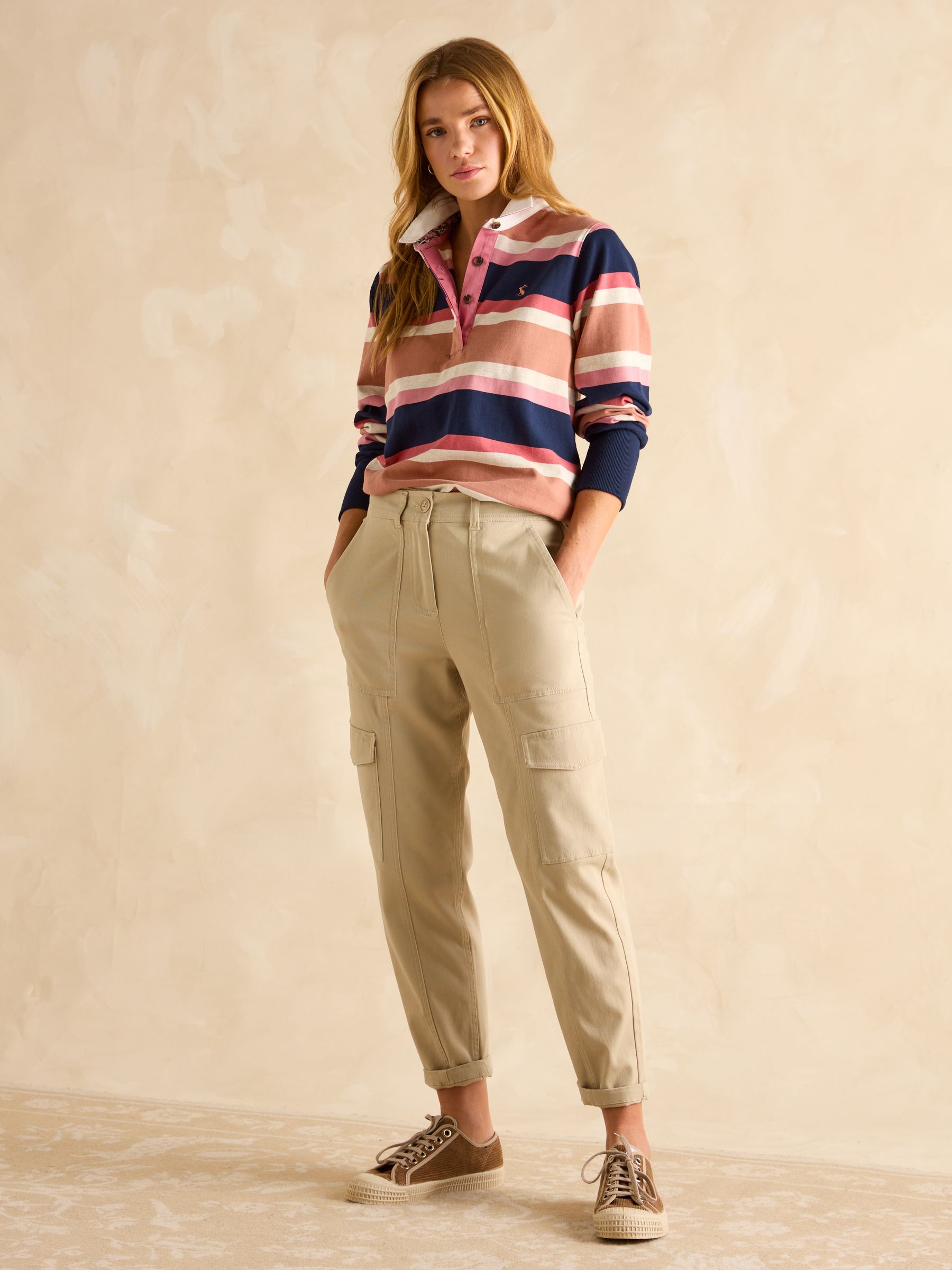 Sammie Tan Multi Stripe Striped Heavyweight Cotton Rugby Shirt - Image 3 of 8