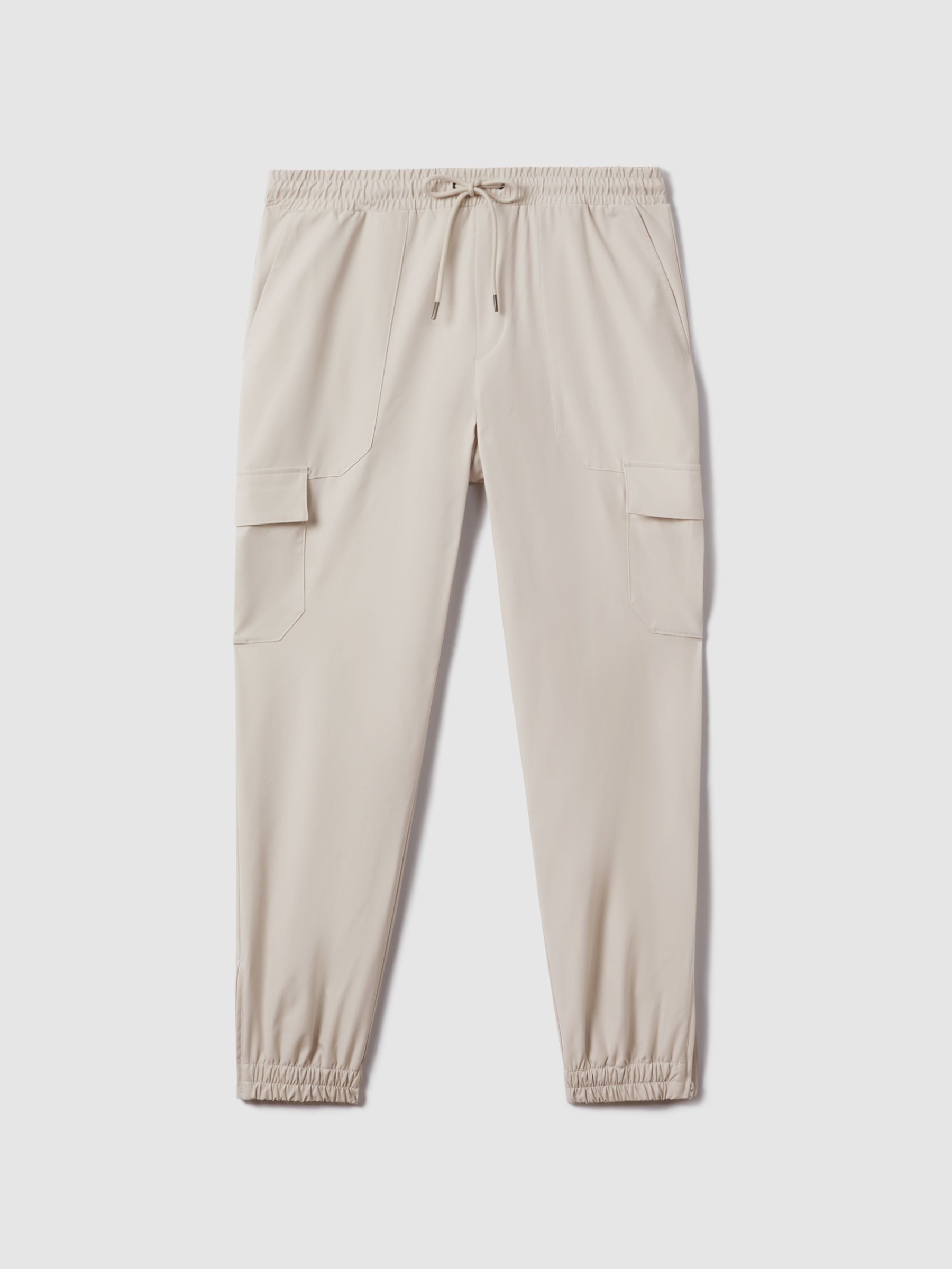 Technical Drawstring Cargo Trousers in Stone - Image 2 of 7