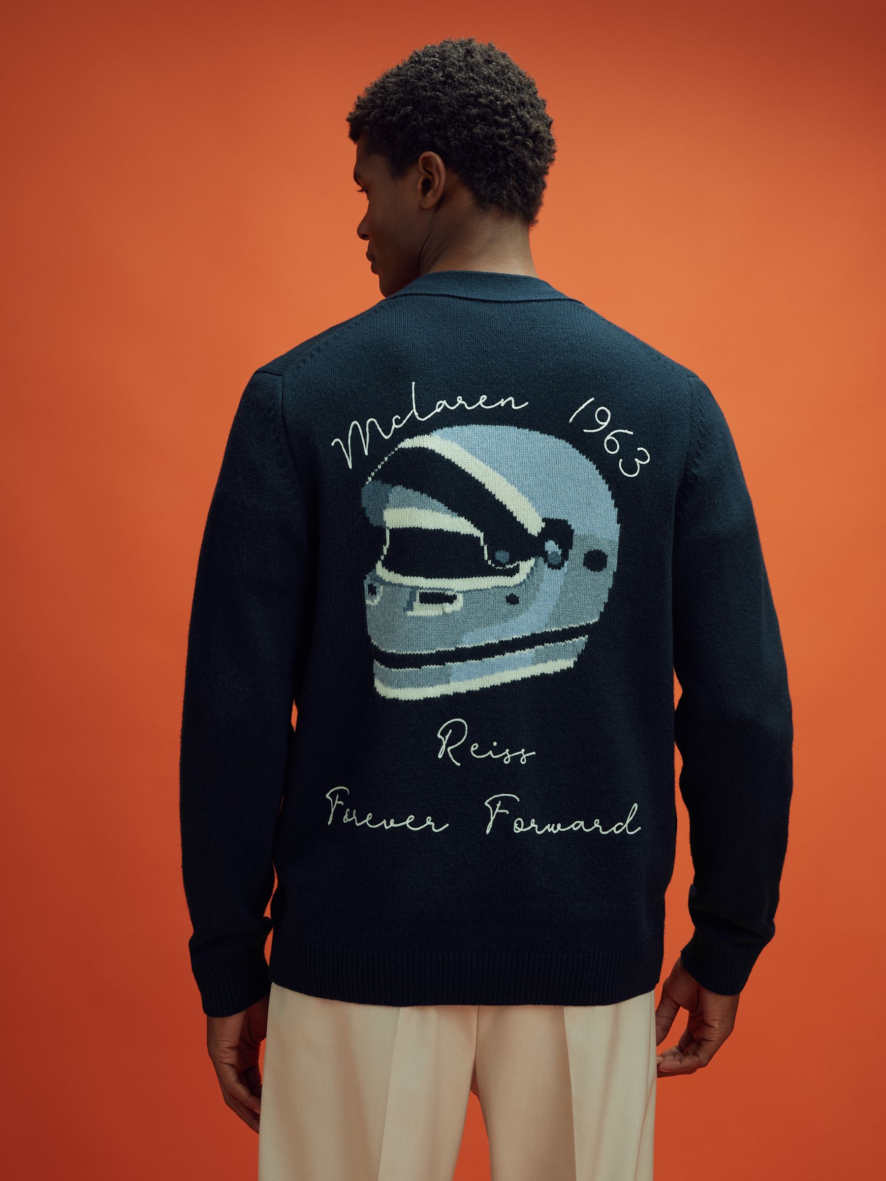 McLaren F1 Intarsia Cardigan in Navy - Image 1 of 8