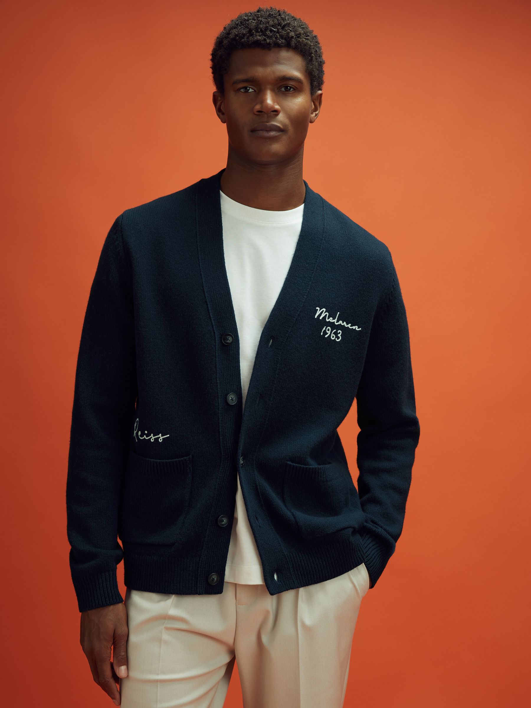 McLaren F1 Intarsia Cardigan in Navy - Image 5 of 8