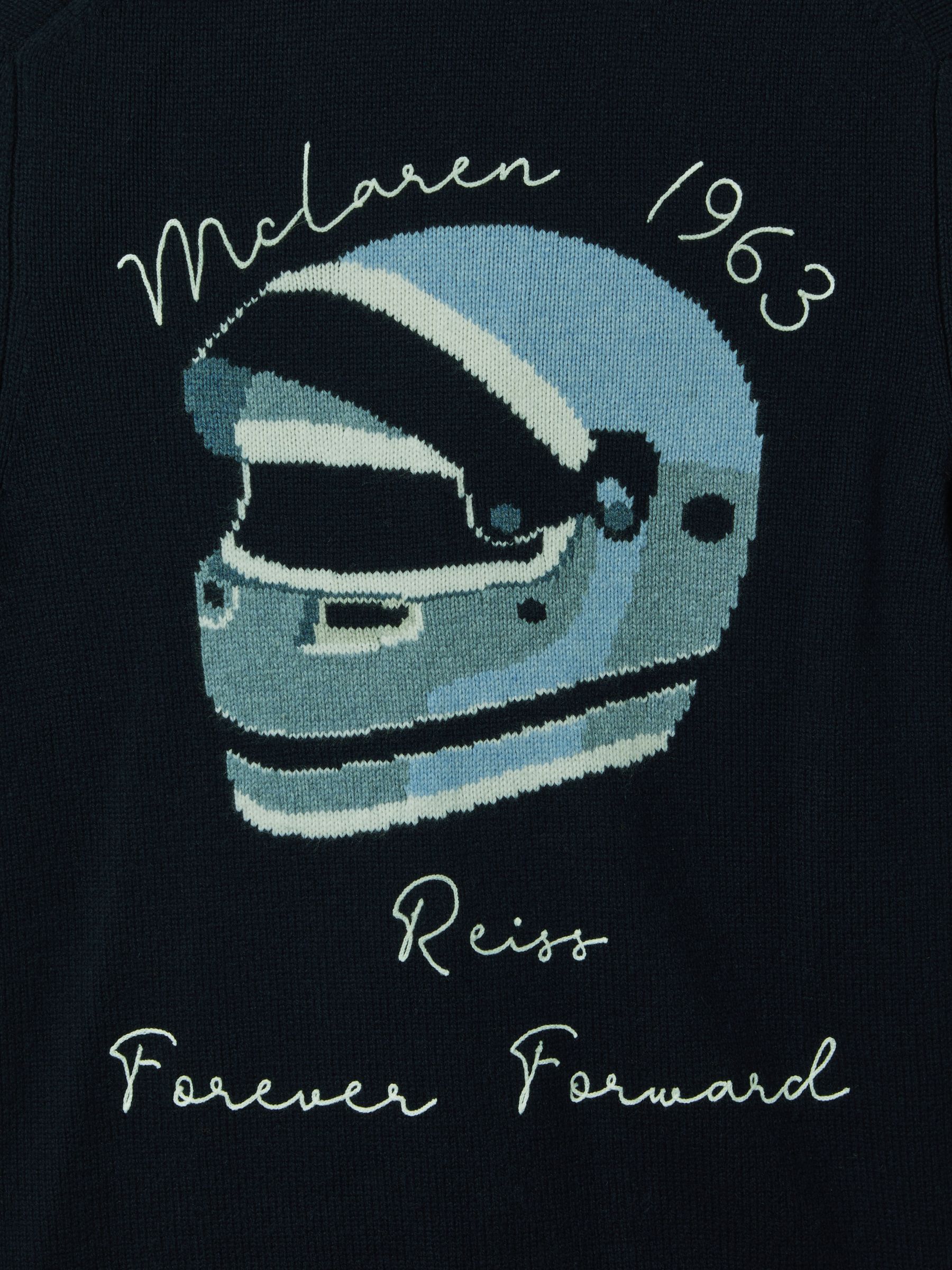 McLaren F1 Intarsia Cardigan in Navy - Image 8 of 8