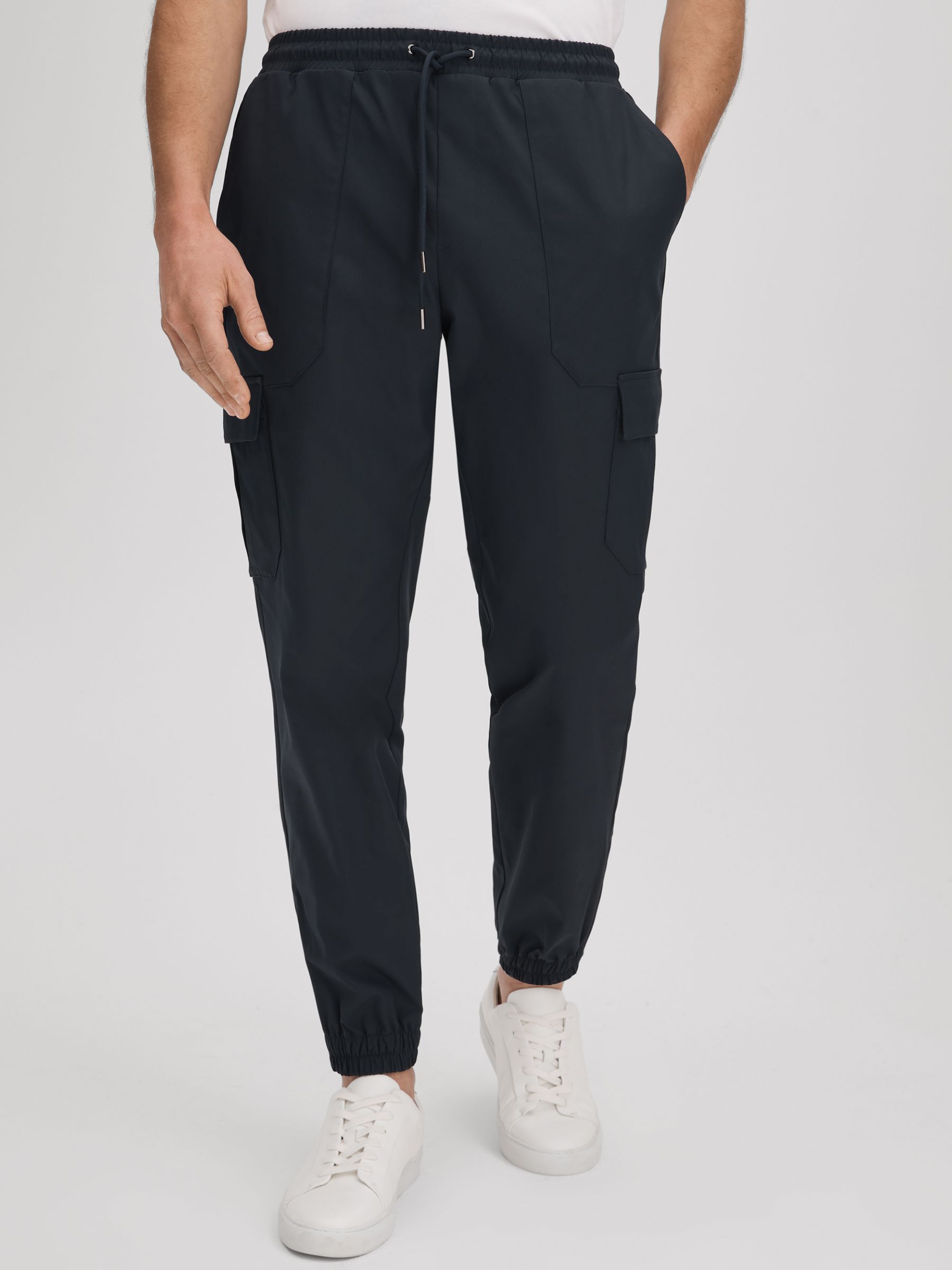 Technical Drawstring Cargo Trousers in Navy - Image 6 of 7