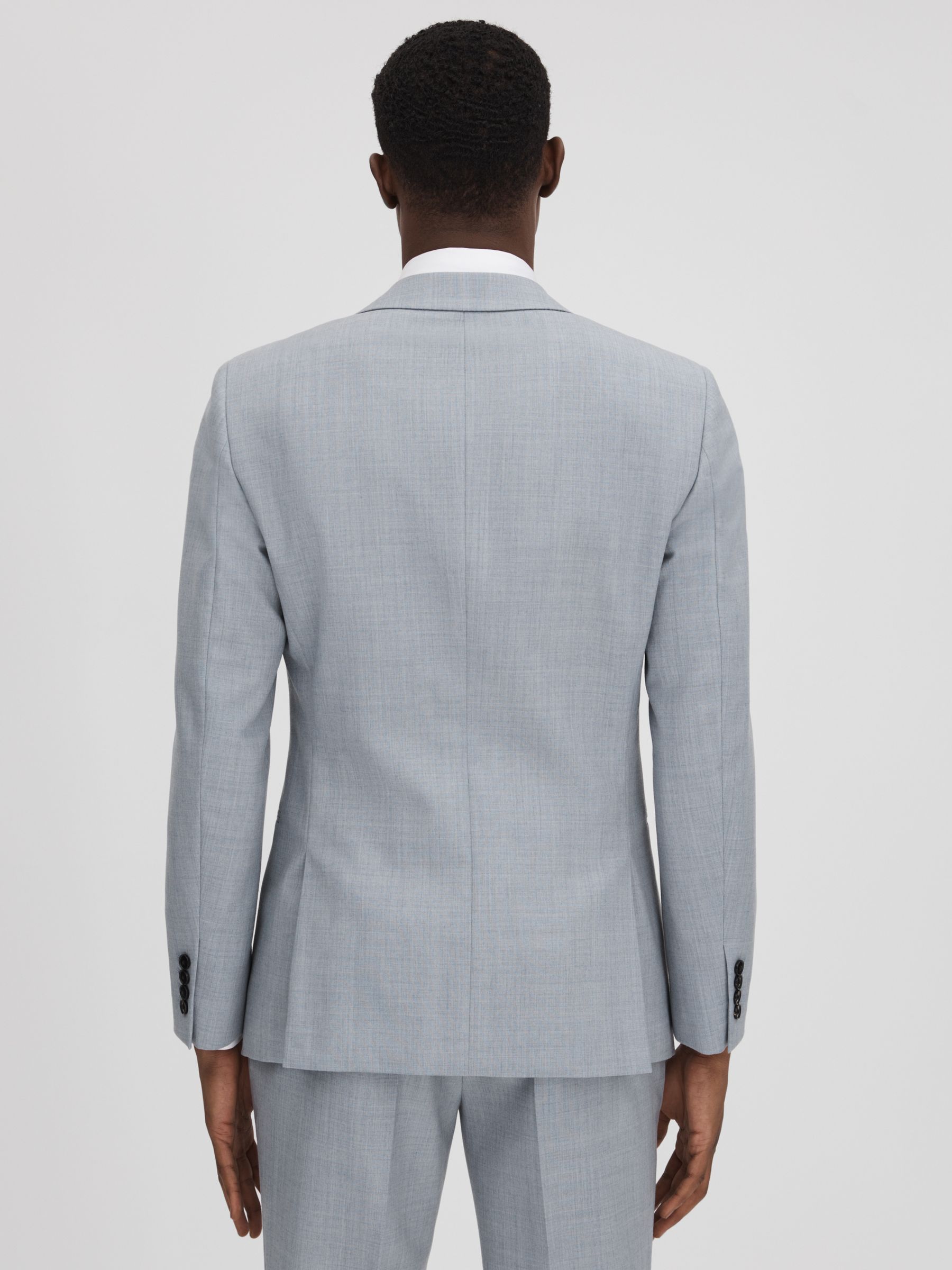Slim Fit Wool Single Breasted Blazer in Soft Blue - Image 5 of 7
