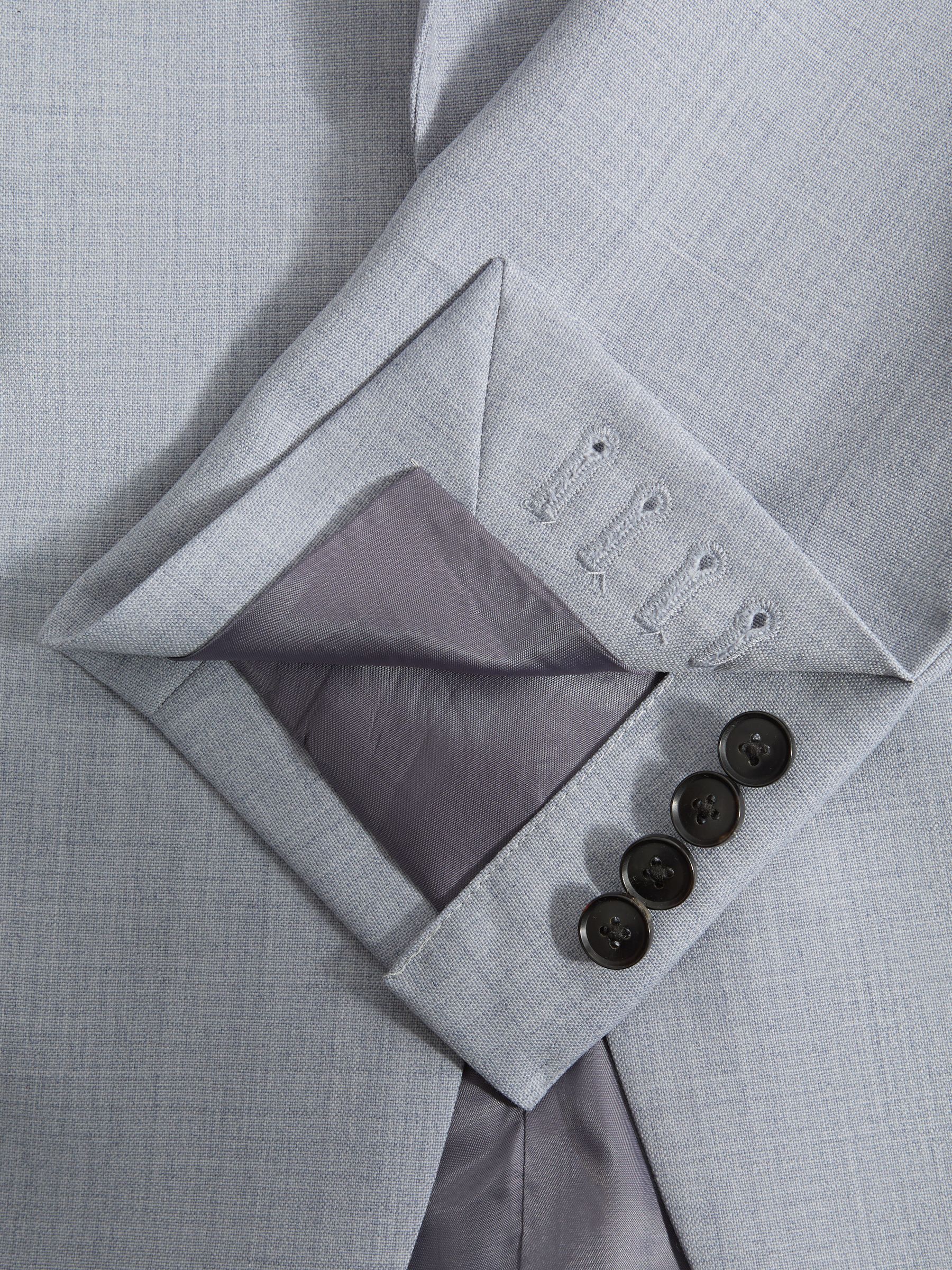 Slim Fit Wool Single Breasted Blazer in Soft Blue - Image 6 of 7