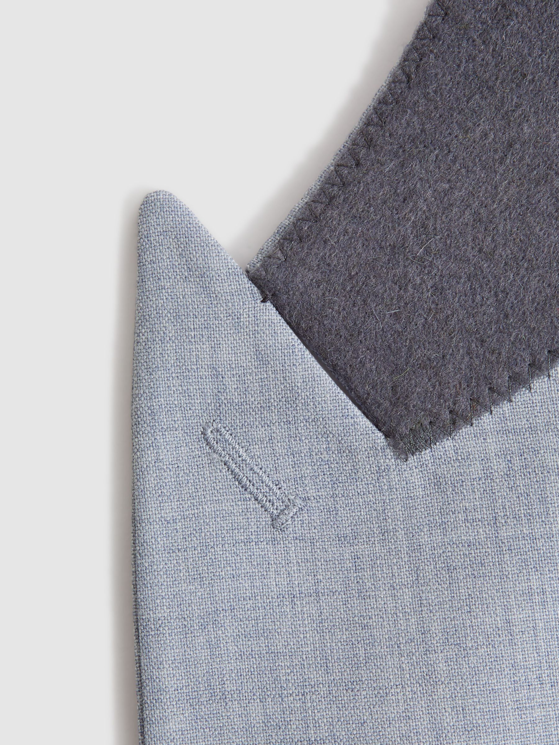 Slim Fit Wool Single Breasted Blazer in Soft Blue - Image 7 of 7