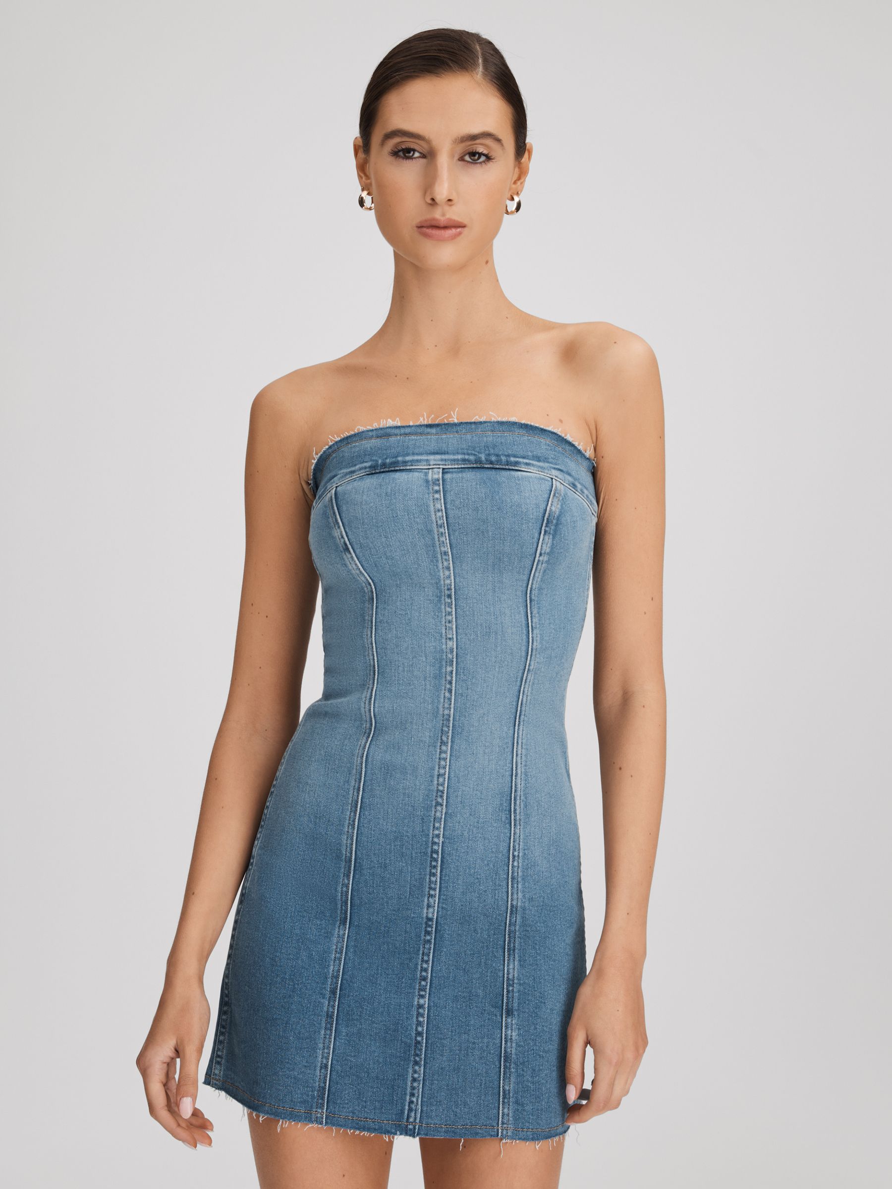 Good American Denim Mini Dress in Blue - Image 3 of 5