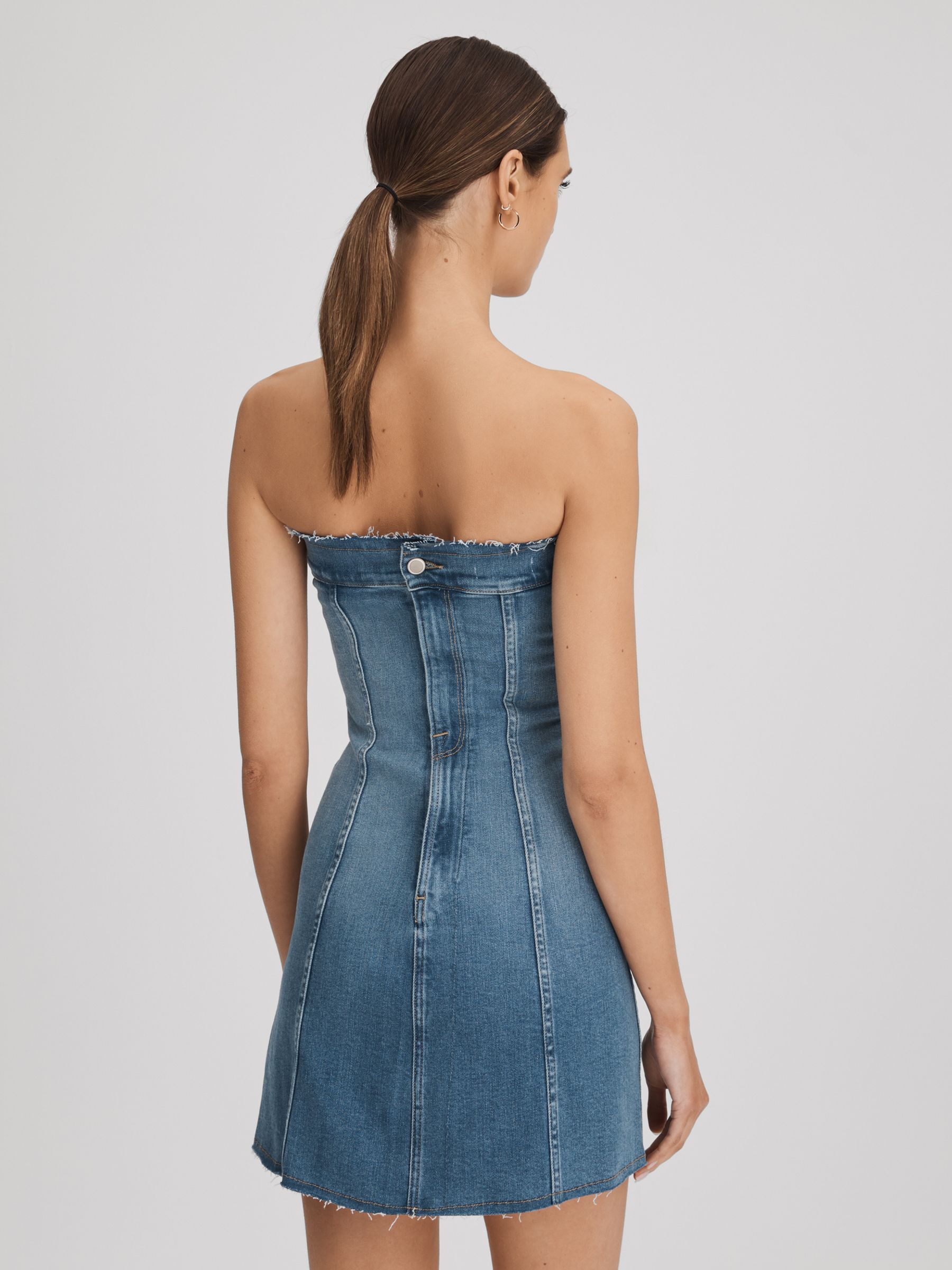 Good American Denim Mini Dress in Blue - Image 4 of 5